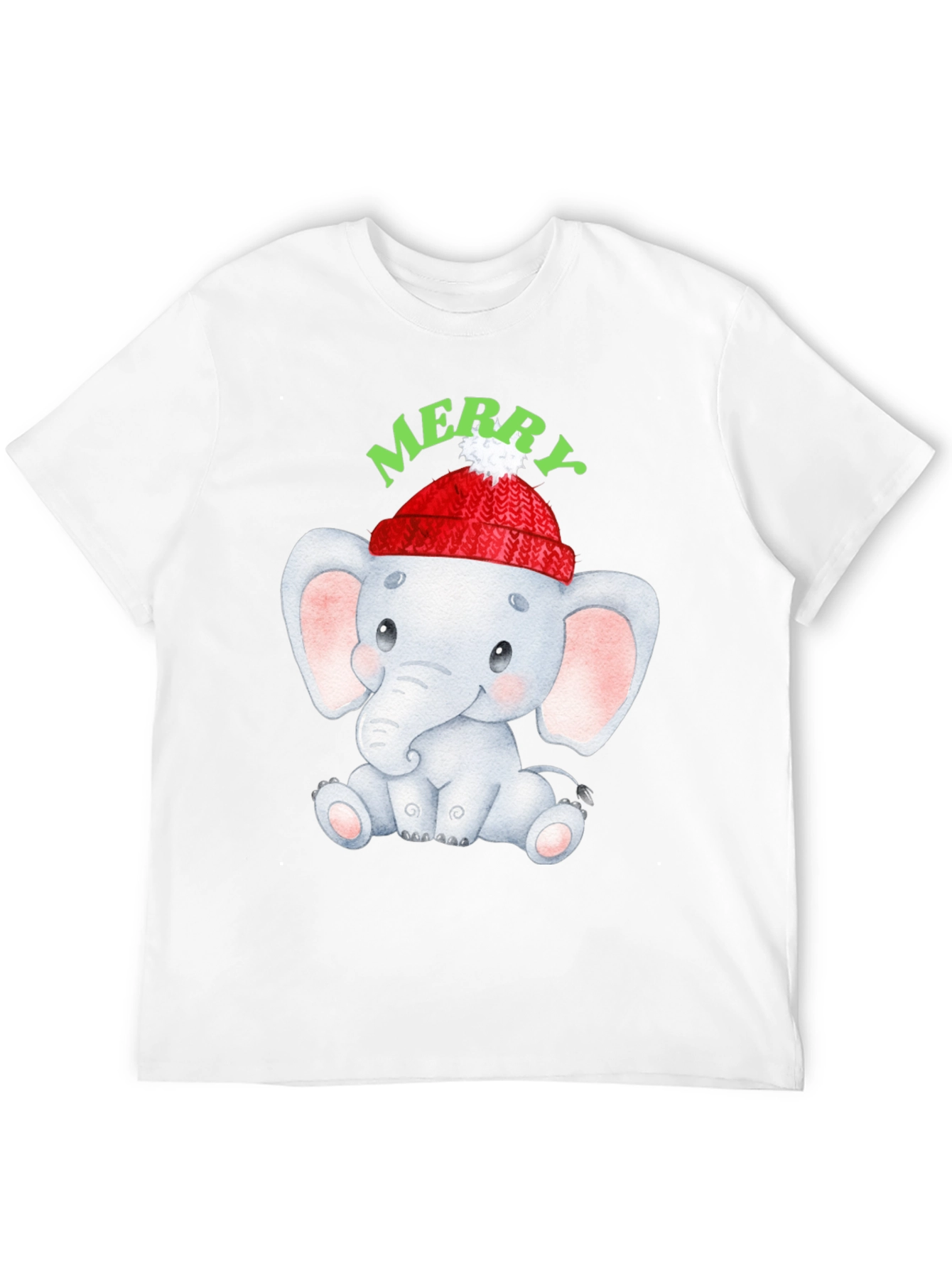 Cute Elephant Merry Christmas Graphic Tee