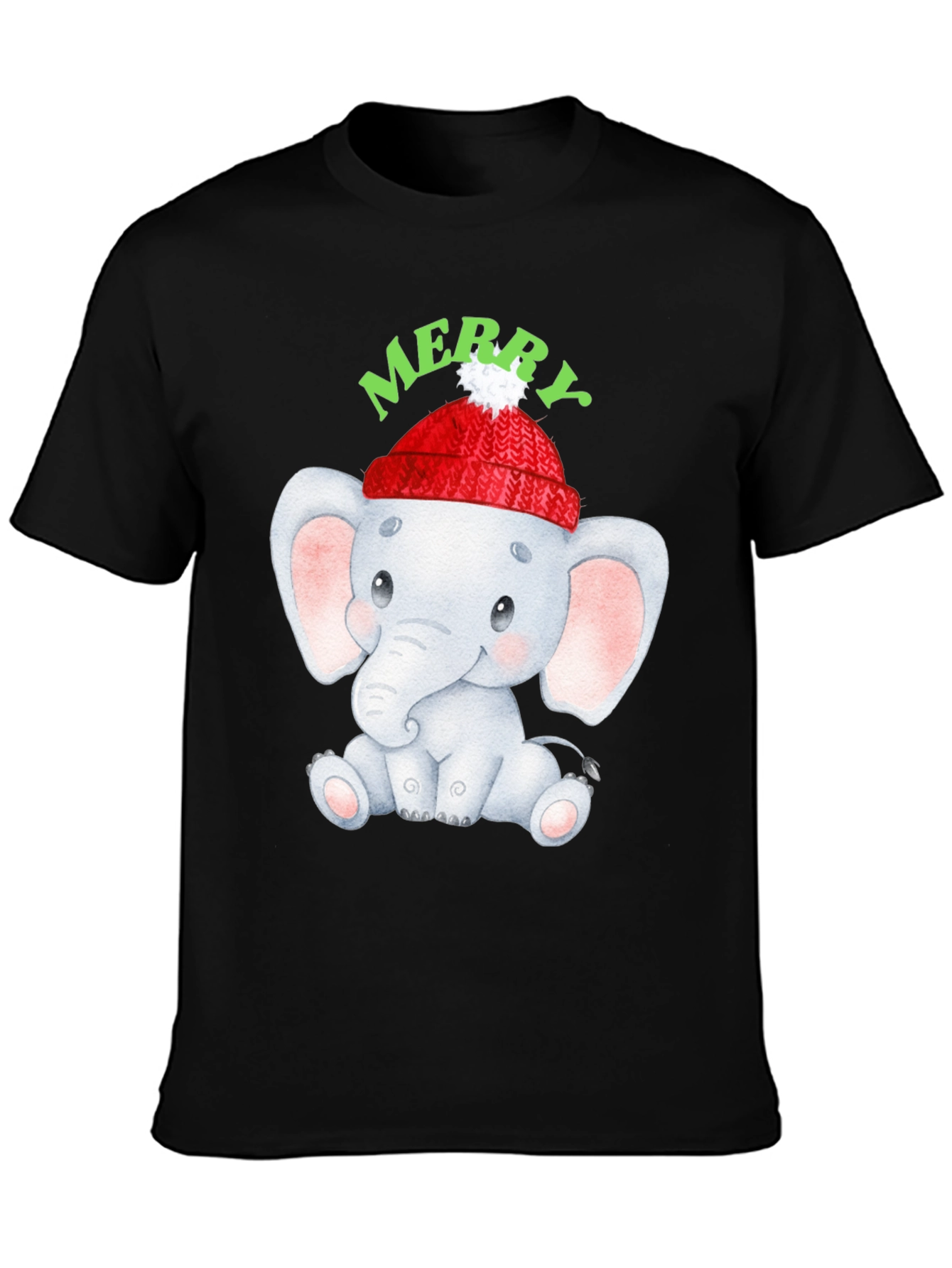 Cute Elephant Merry Christmas Graphic Tee
