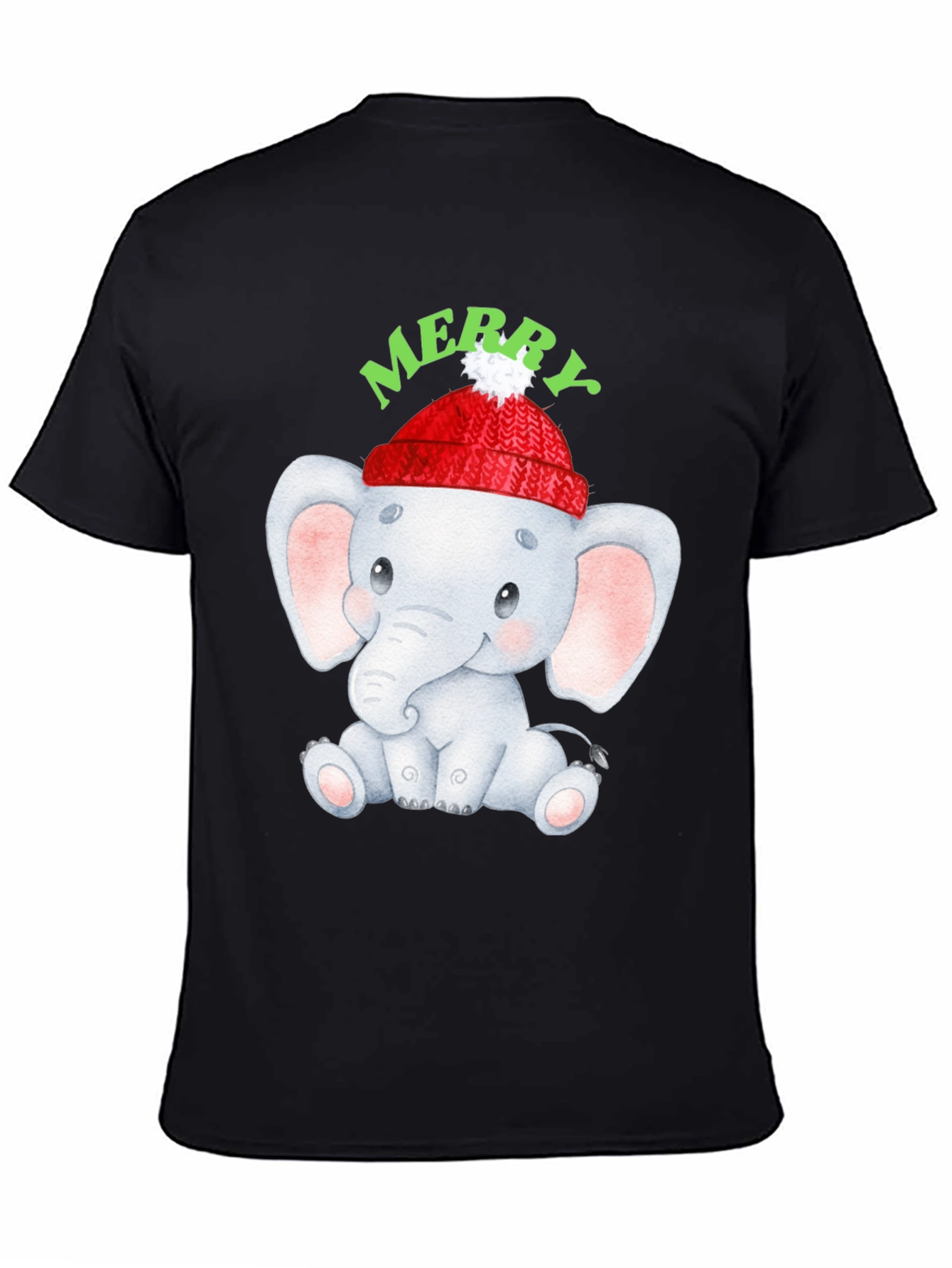 Cute Elephant Merry Christmas Graphic Tee