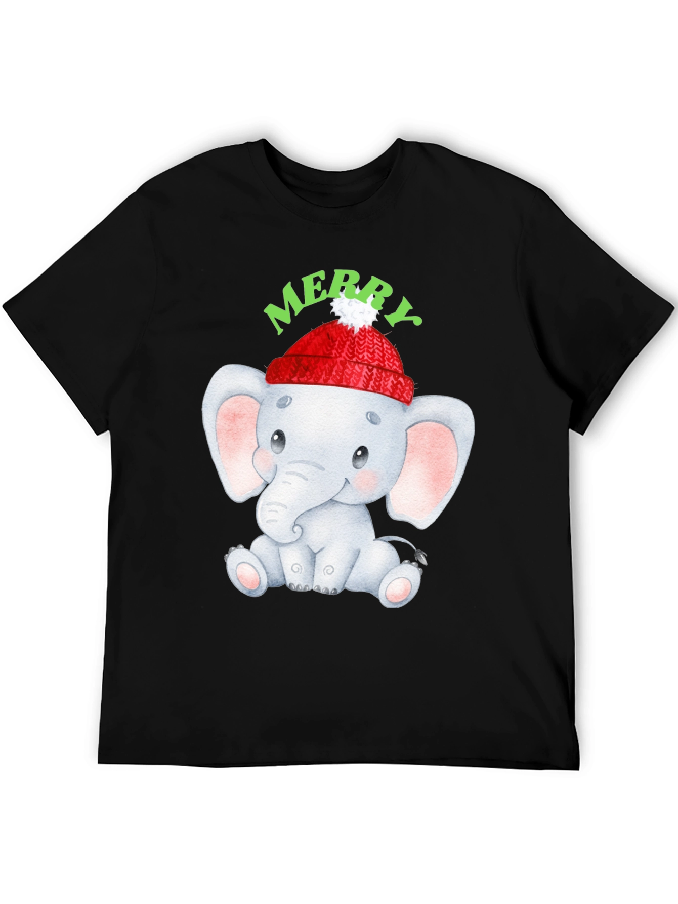 Cute Elephant Merry Christmas Graphic Tee