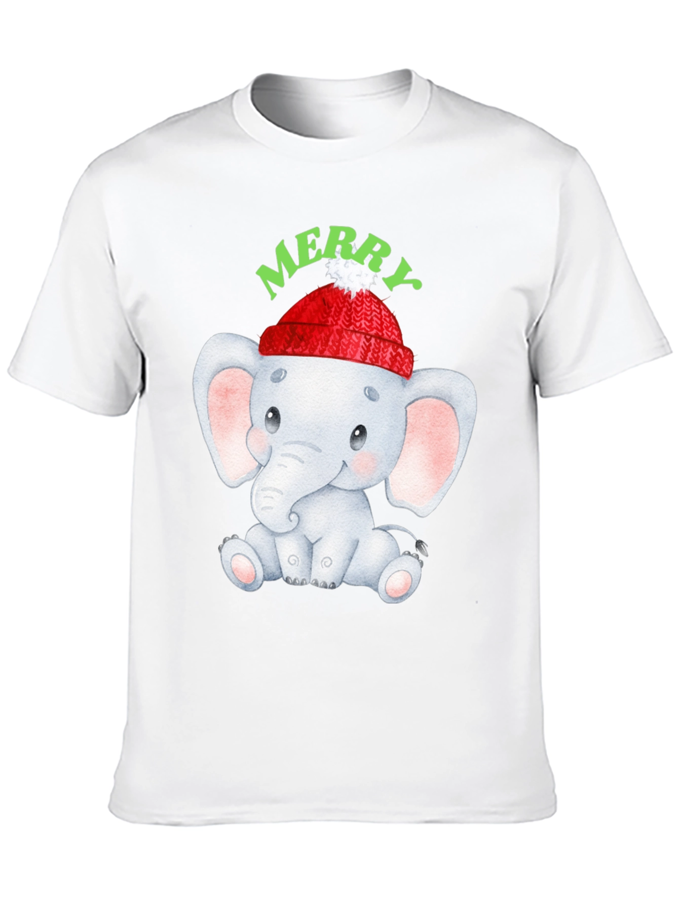 Cute Elephant Merry Christmas Graphic Tee