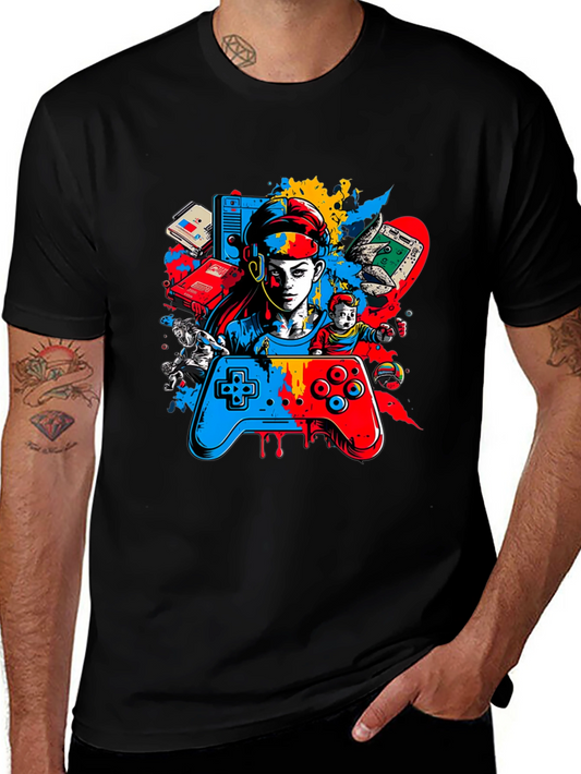 Gamer Graphic Black T-Shirt - Retro Video Game Style