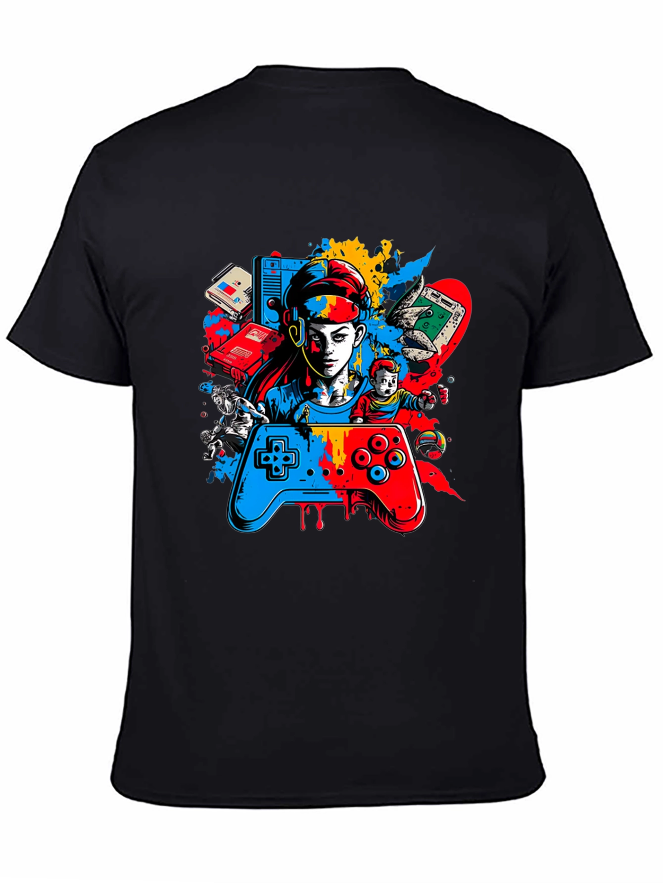 Gamer Graphic Black T-Shirt - Retro Video Game Style