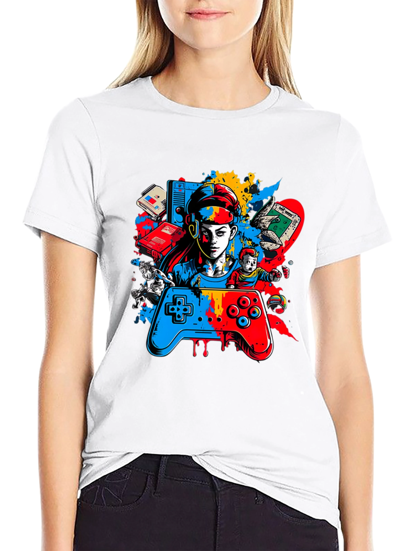 Gamer Graphic Black T-Shirt - Retro Video Game Style