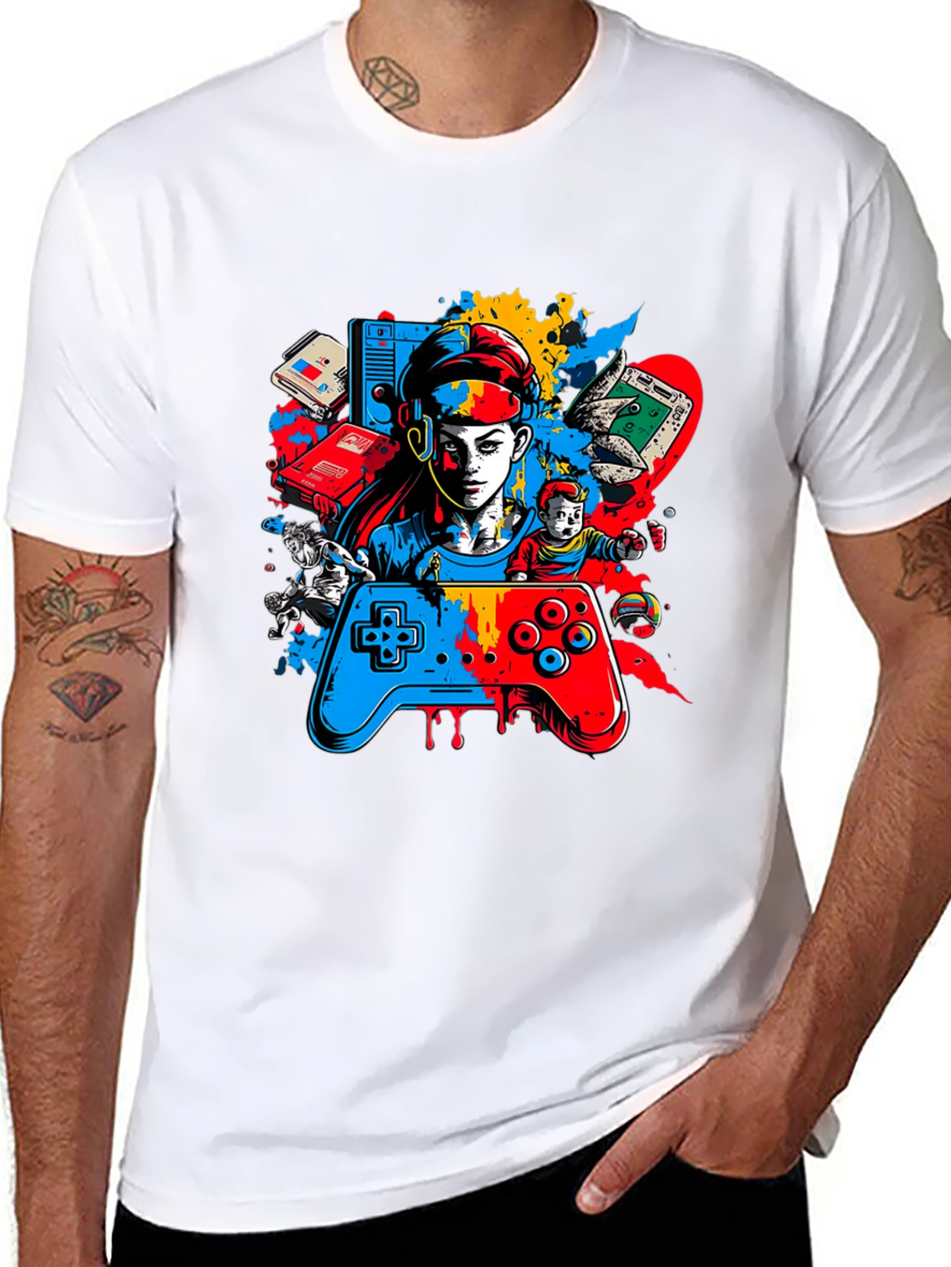 Gamer Graphic Black T-Shirt - Retro Video Game Style
