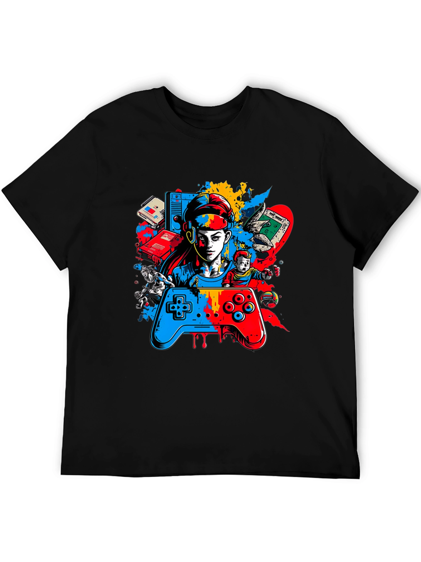 Gamer Graphic Black T-Shirt - Retro Video Game Style