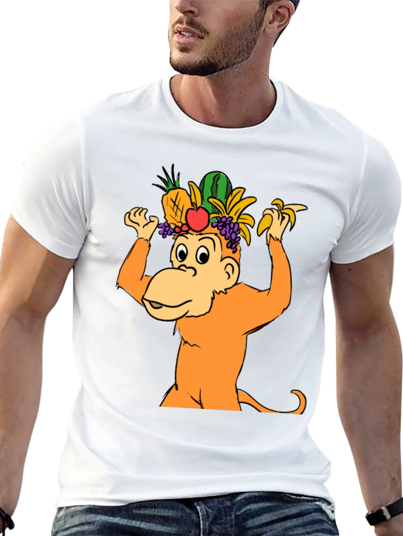 Funny Monkey Fruit Hat T-Shirt