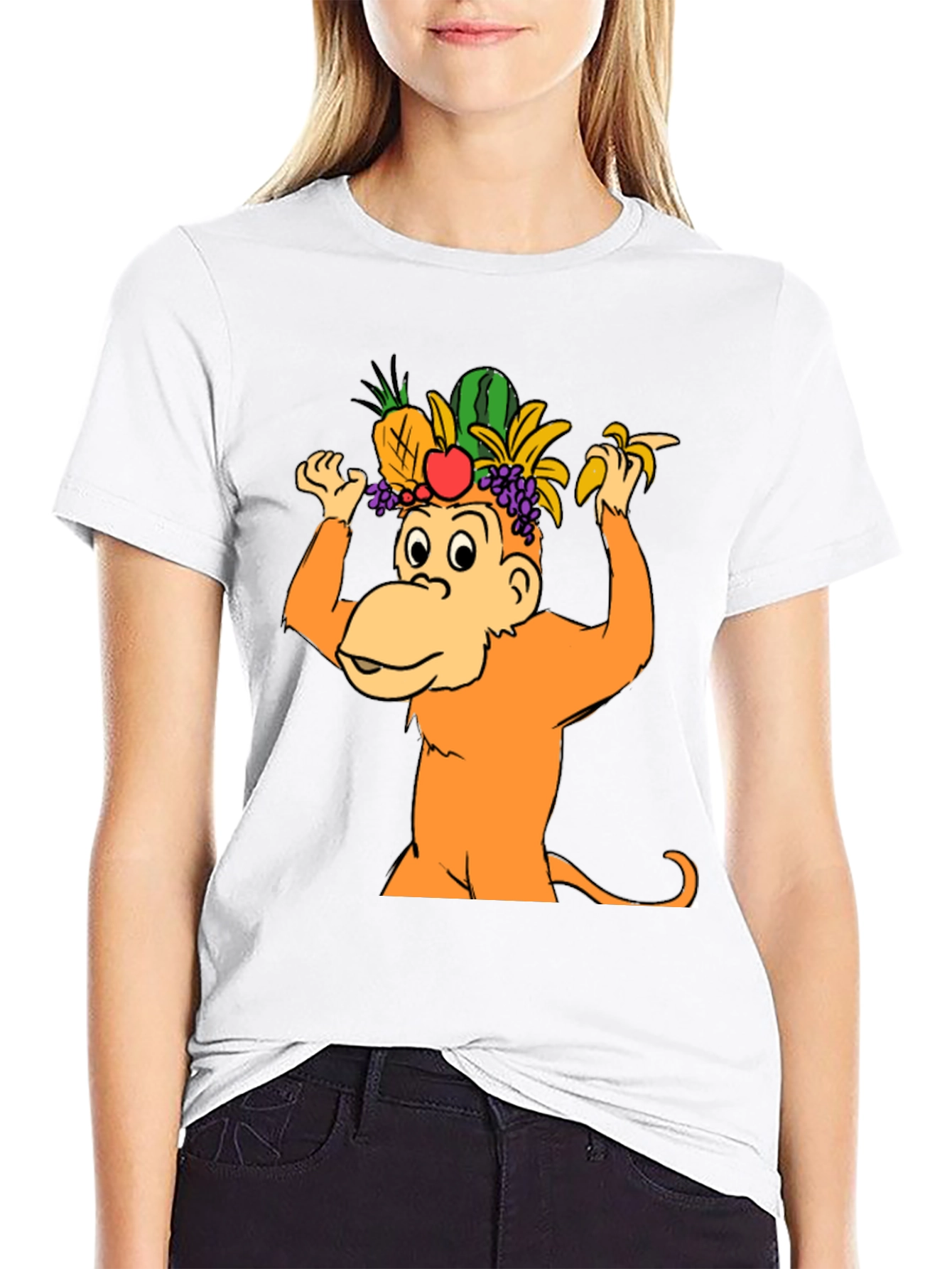 Funny Monkey Fruit Hat T-Shirt