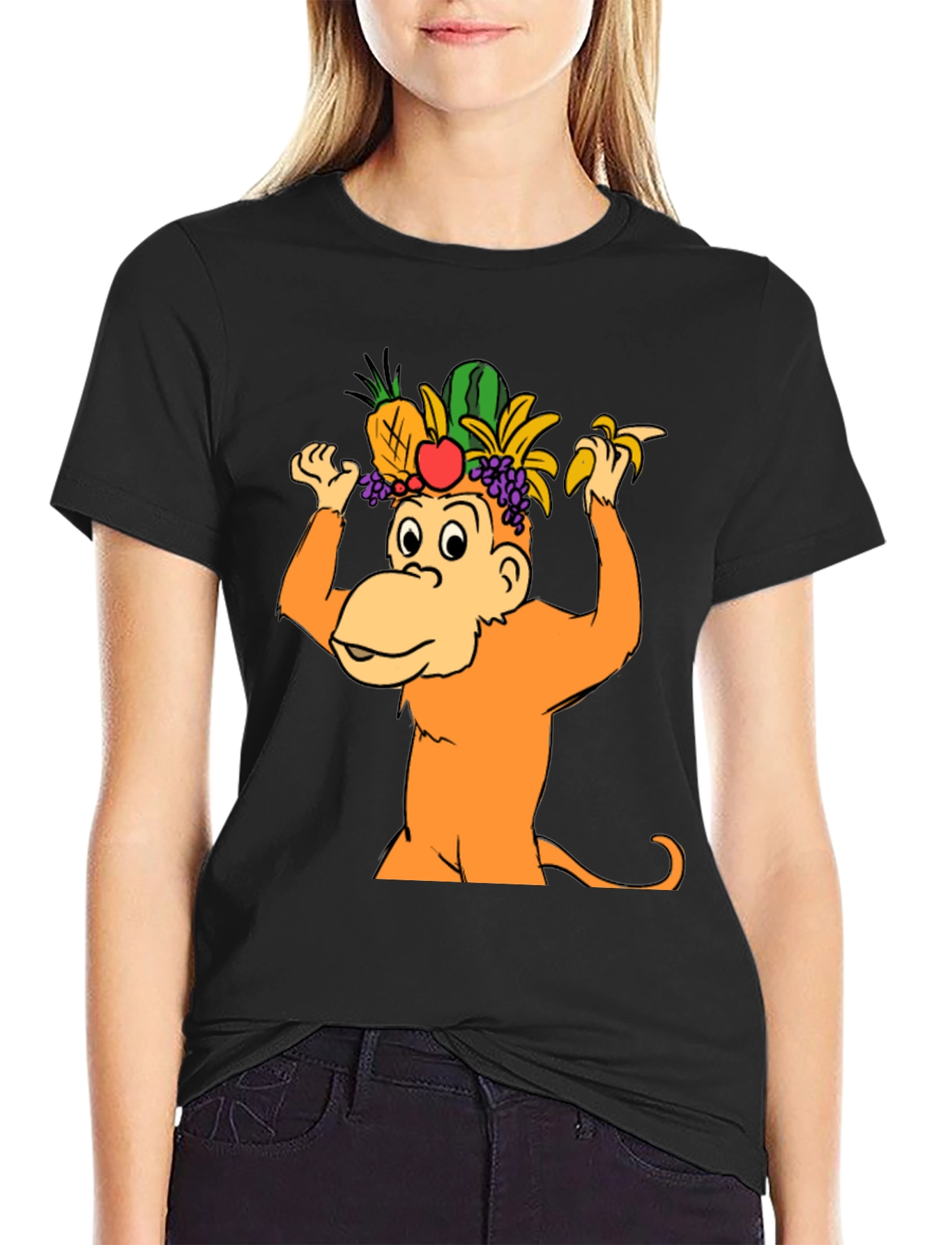 Funny Monkey Fruit Hat T-Shirt
