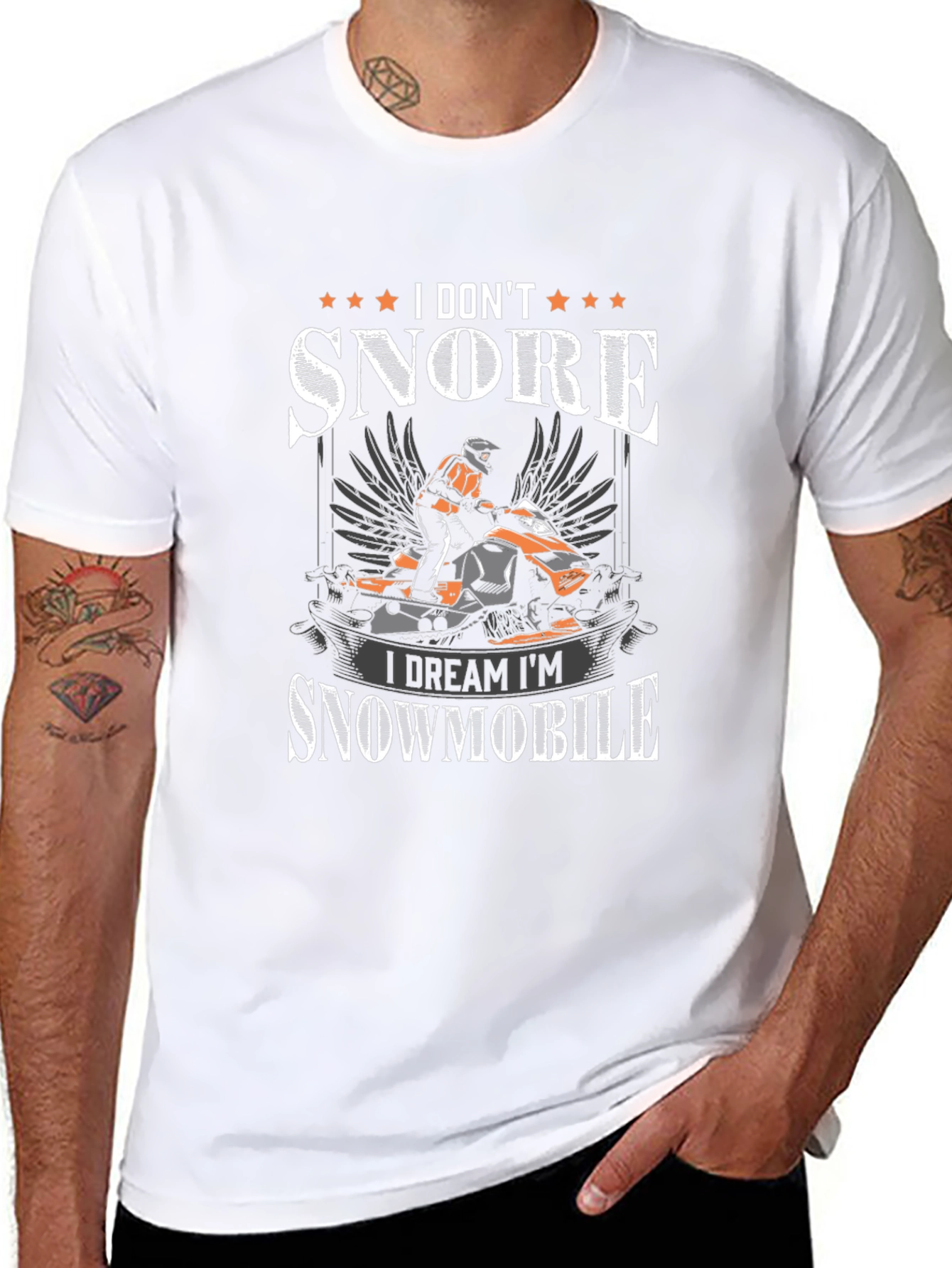 I Dont Snore I Dream Snowmobile Black T-Shirt