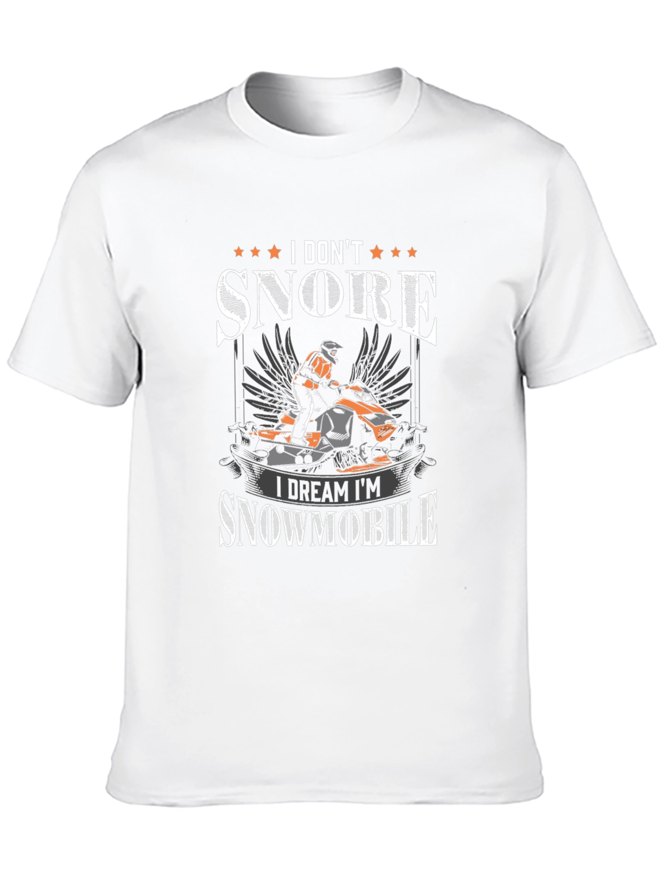 I Dont Snore I Dream Snowmobile Black T-Shirt