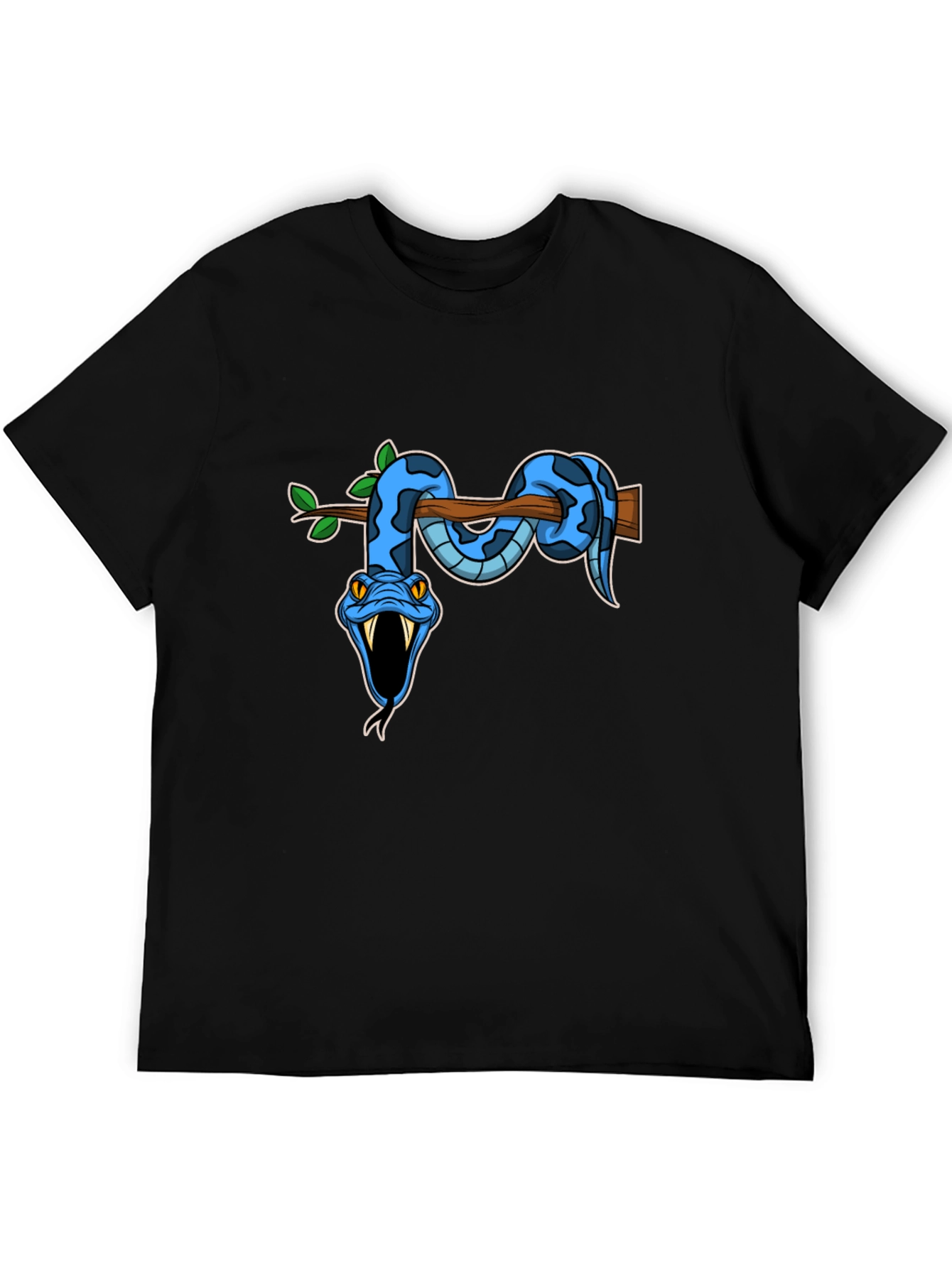 Snake on Branch Graphic Tee - Mens Black T-Shirt