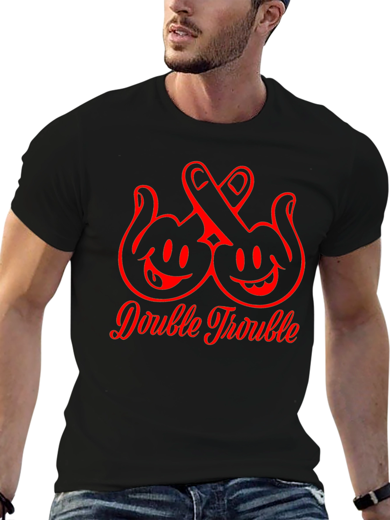 Double Trouble Graphic T-Shirt Black