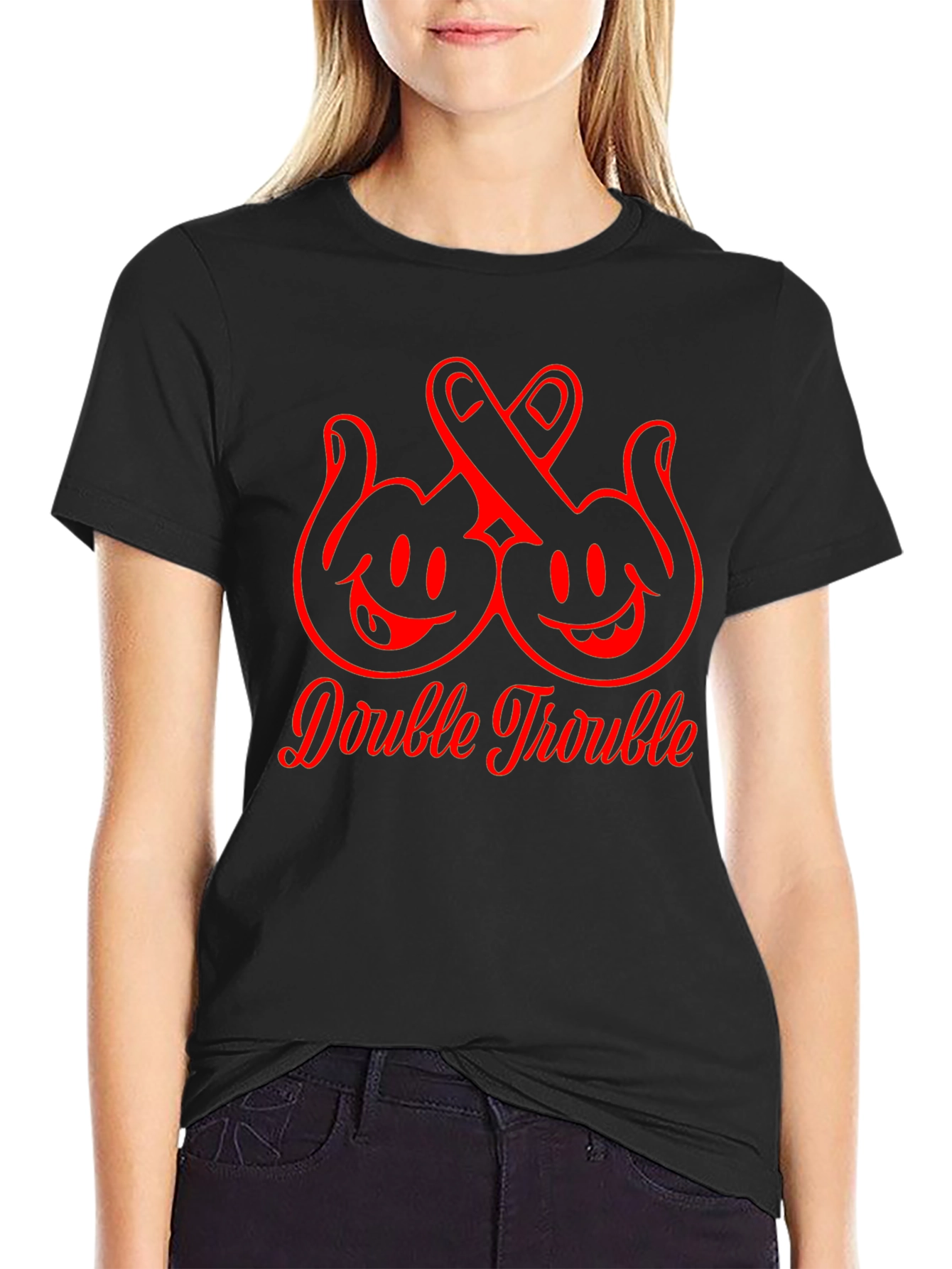Double Trouble Graphic T-Shirt Black