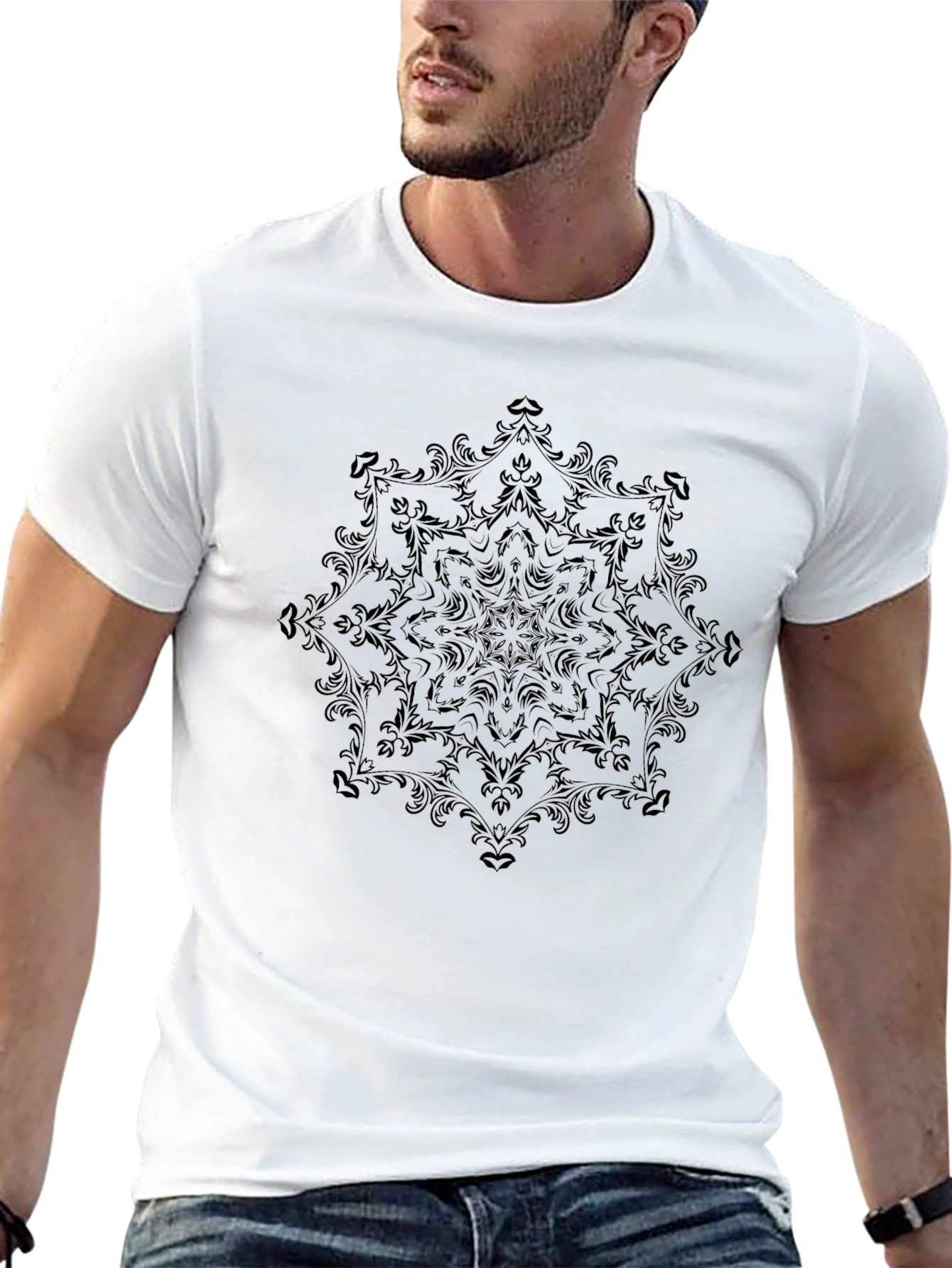 Elegant Black Mandala Graphic Tee - Stylish Comfort