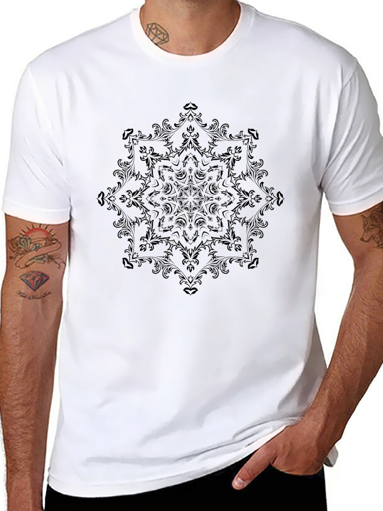 Elegant Black Mandala Graphic Tee - Stylish Comfort