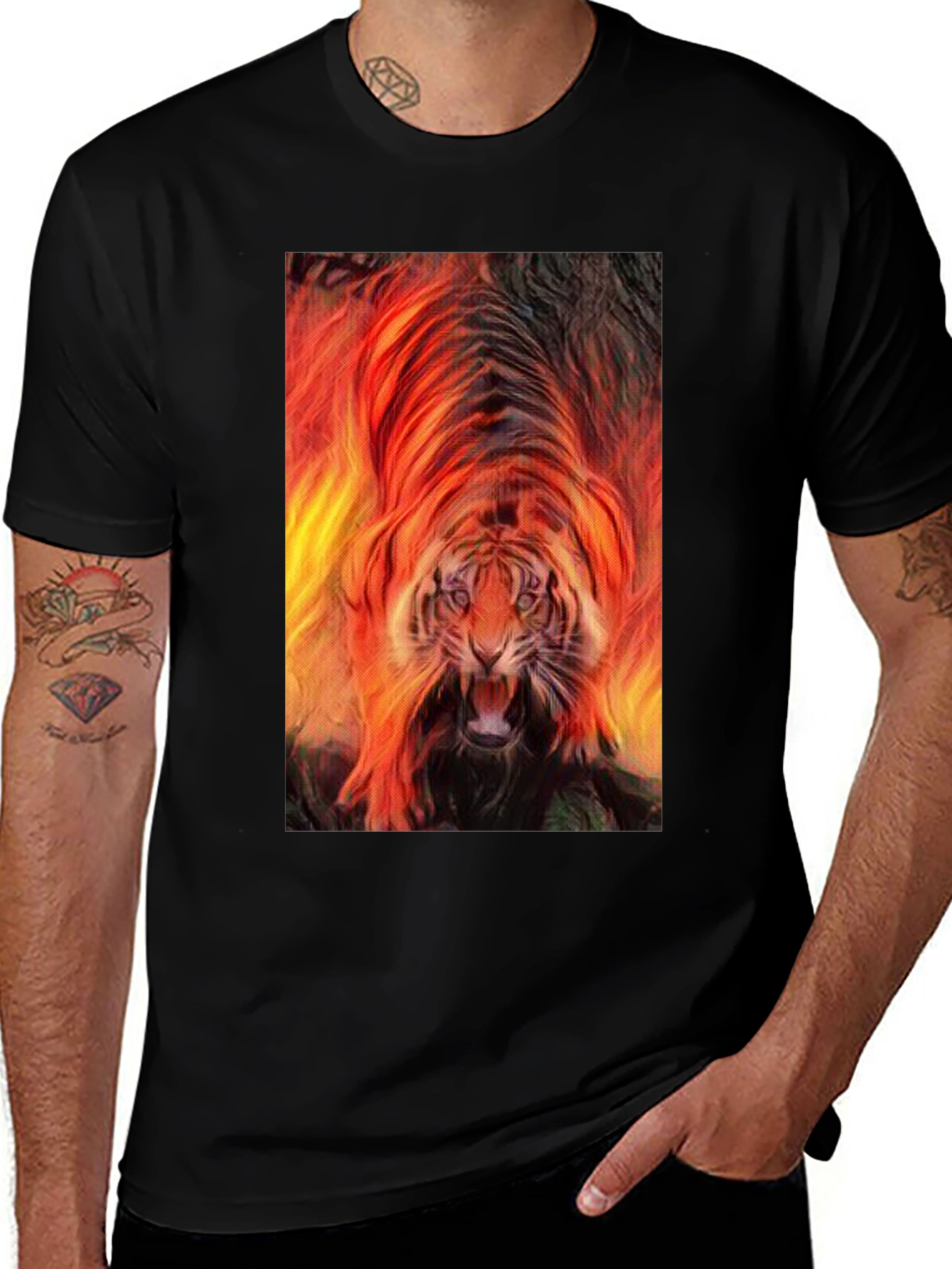 Fiery Tiger Graphic Tee - Bold Statement Shirt