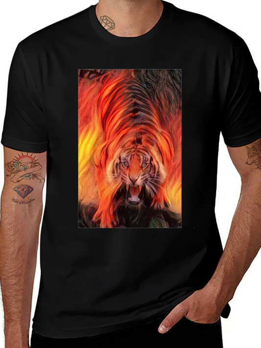 Fiery Tiger Graphic Tee - Bold Statement Shirt