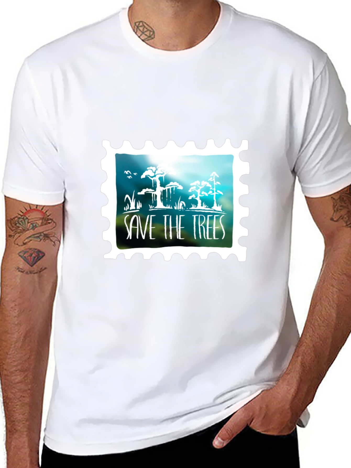 Save The Trees Graphic Tee - Black Cotton