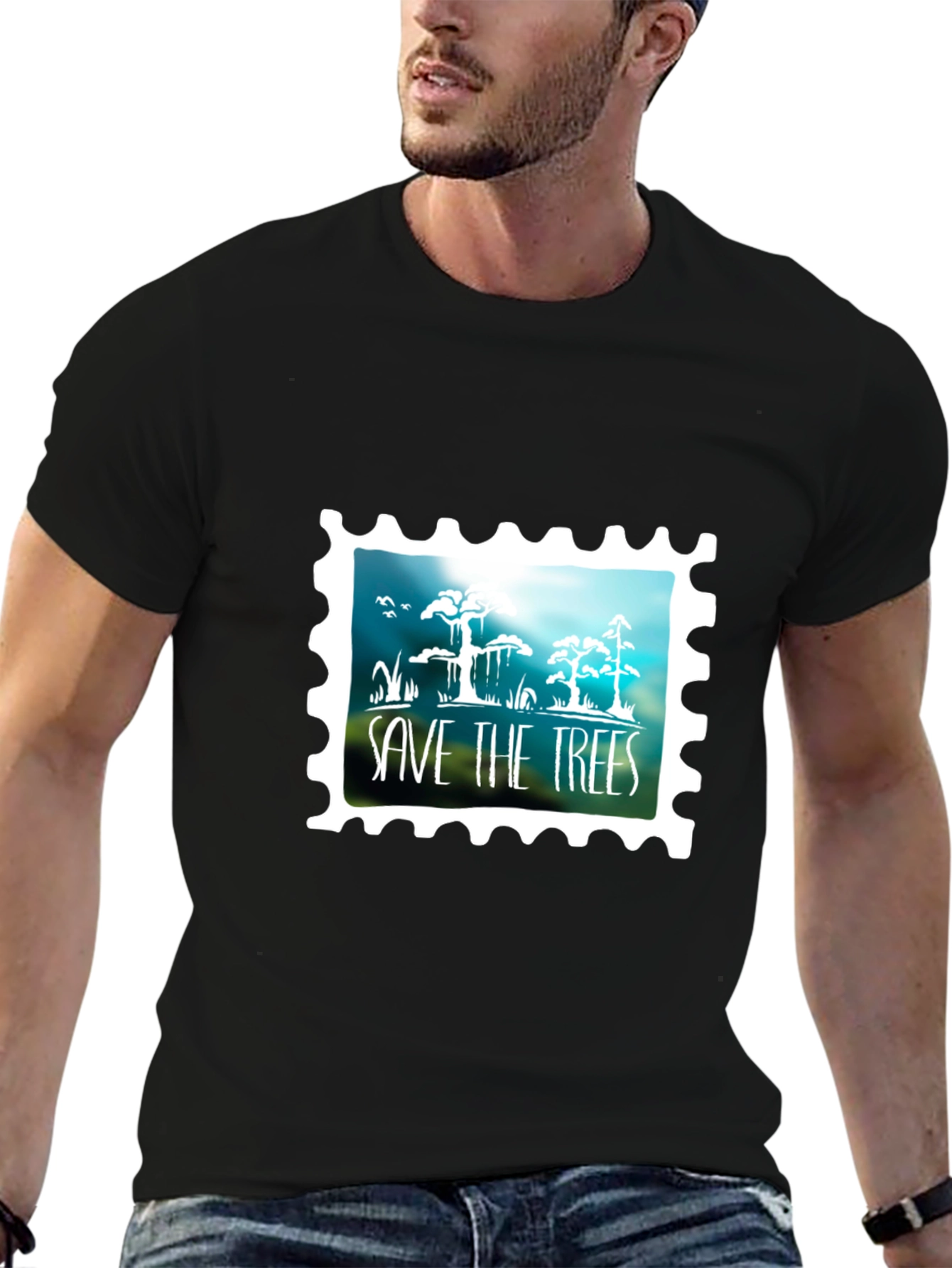 Save The Trees Graphic Tee - Black Cotton