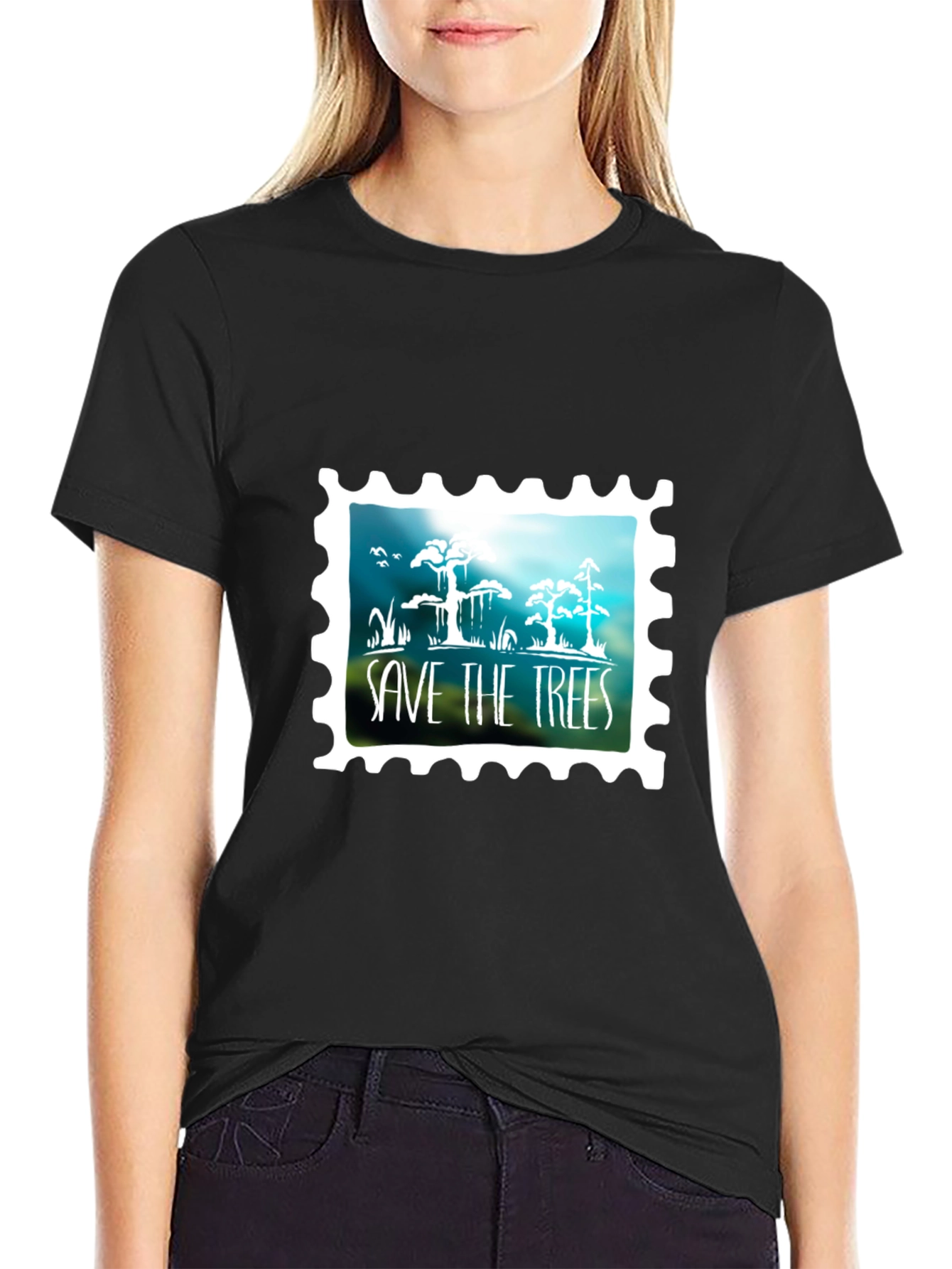 Save The Trees Graphic Tee - Black Cotton