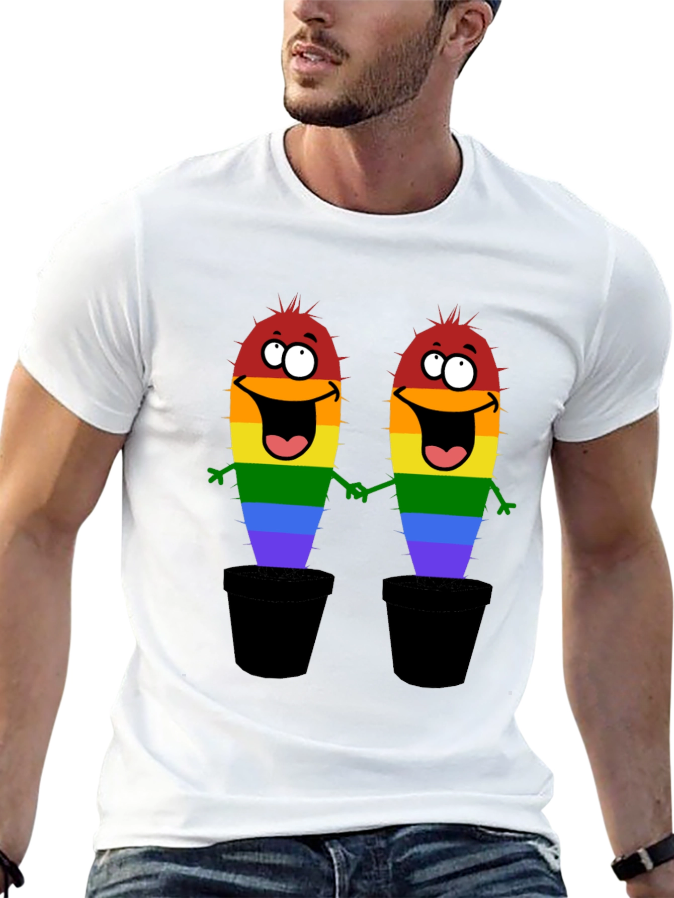 LGBTQ+ Pride Cactus Graphic T-Shirt