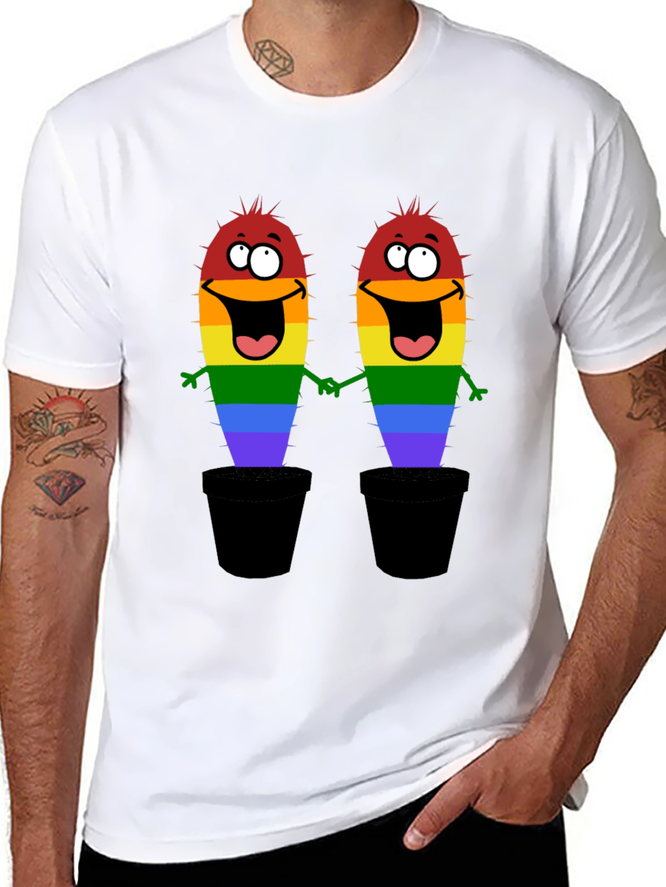 LGBTQ+ Pride Cactus Graphic T-Shirt