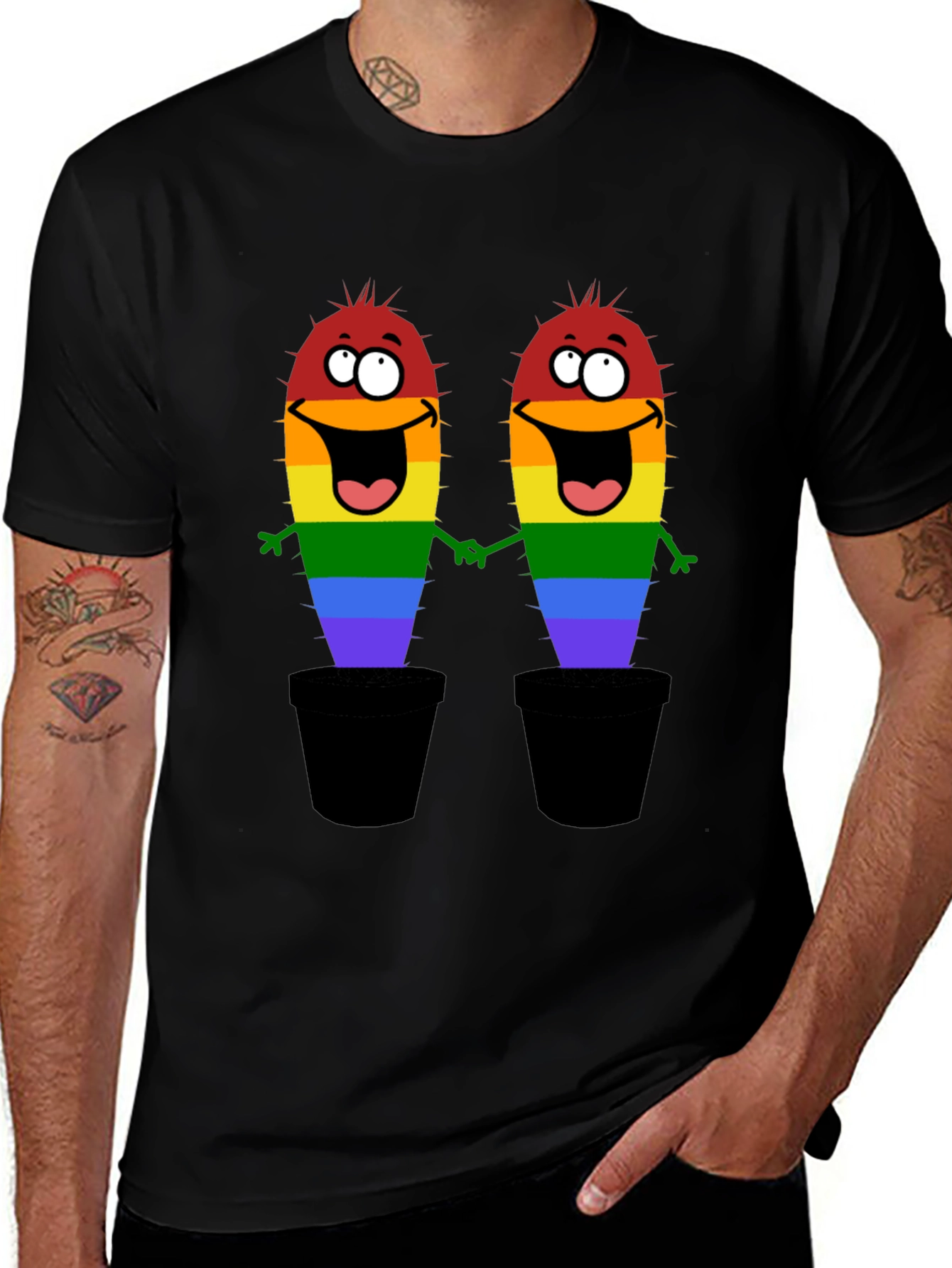 LGBTQ+ Pride Cactus Graphic T-Shirt