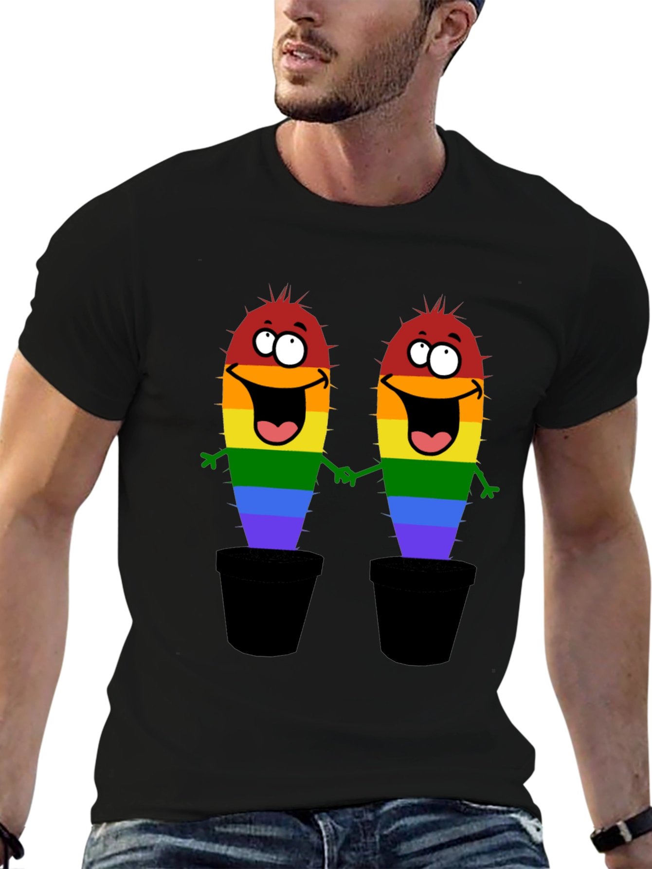 LGBTQ+ Pride Cactus Graphic T-Shirt
