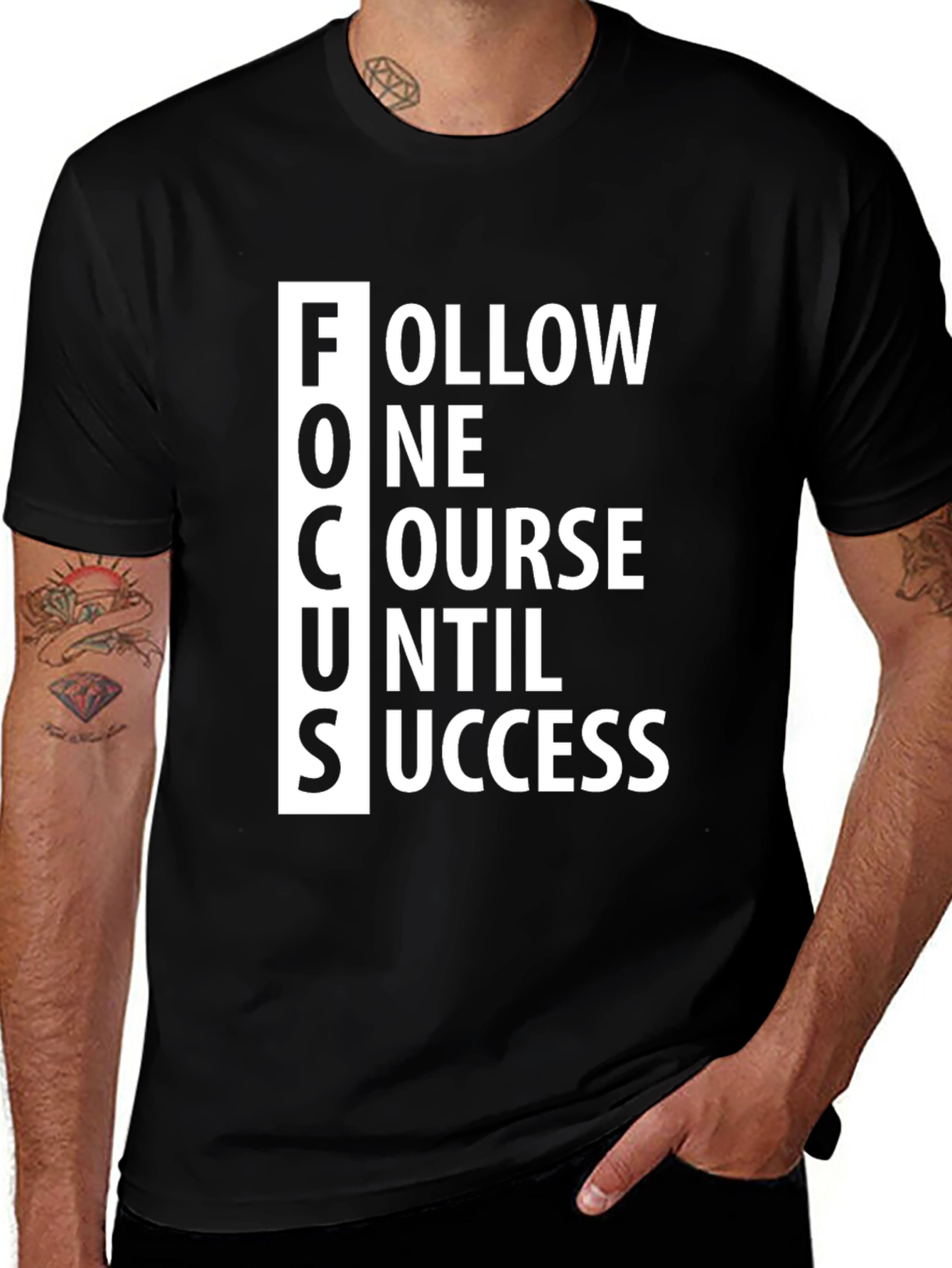 Motivational FOCUS Graphic Tee - Black