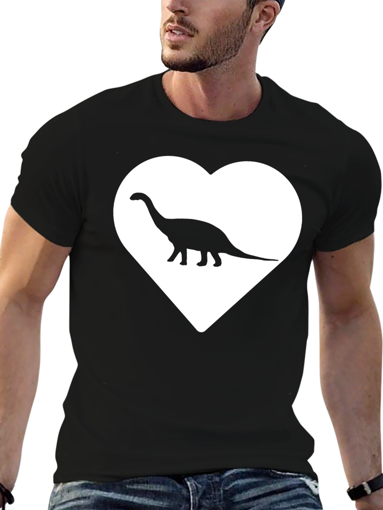 Dino Love T-Shirt - Graphic Heart Tee