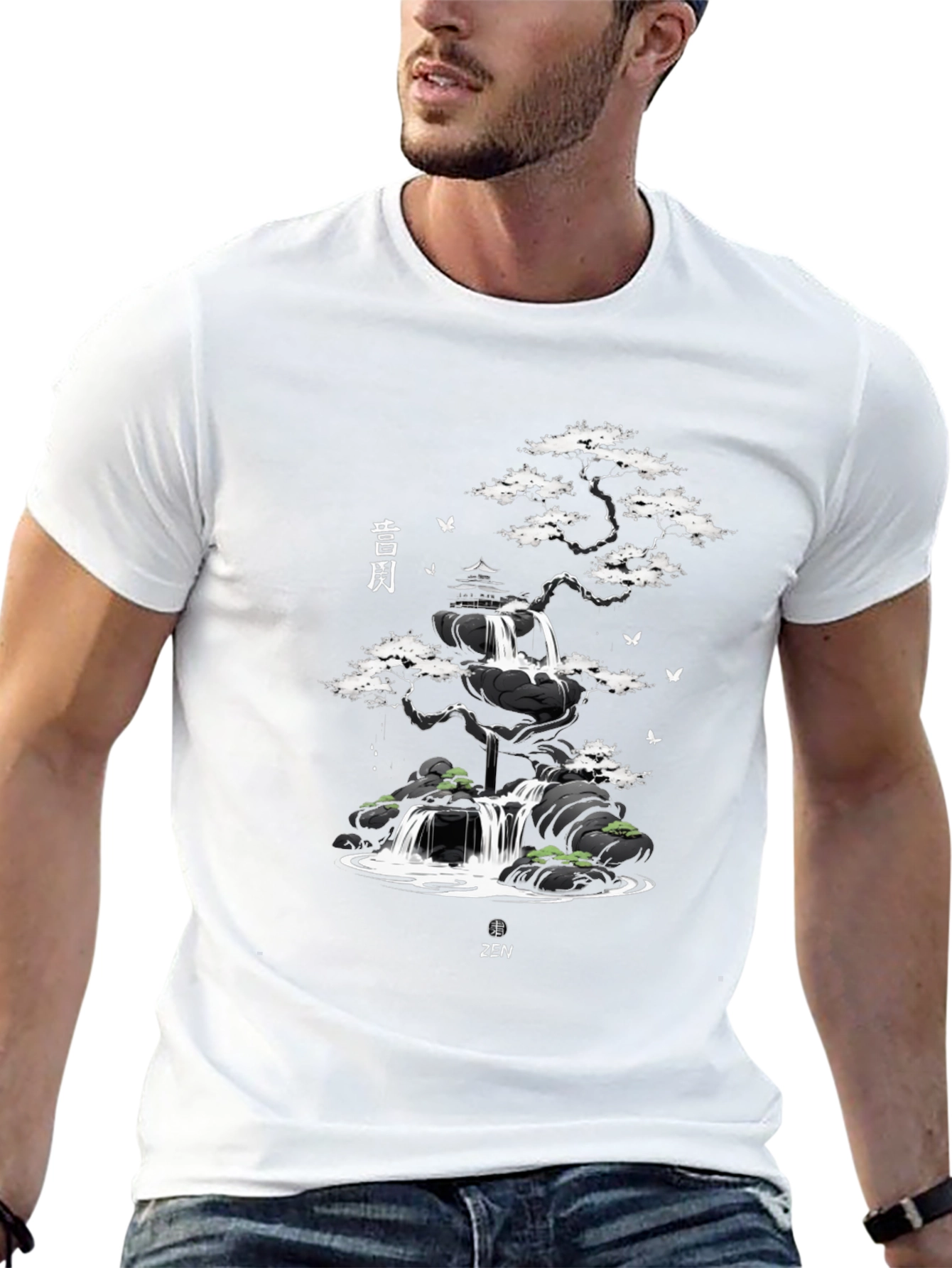 Zen Garden Waterfall Graphic T-Shirt