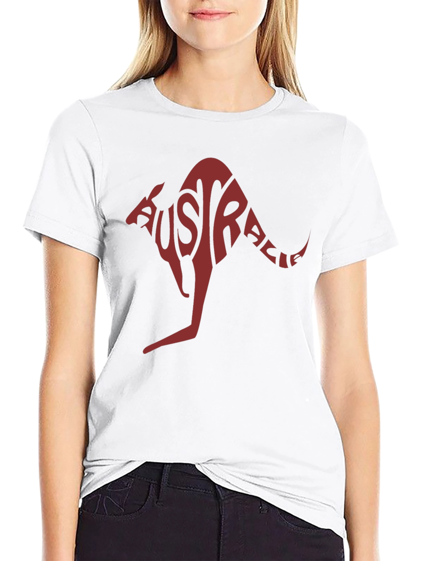 Australia Kangaroo Graphic Tee - Black Cotton T-Shirt
