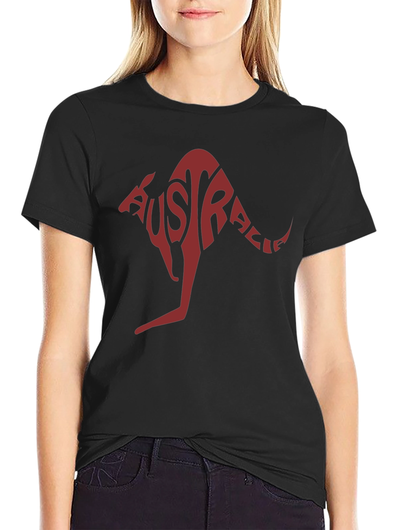 Australia Kangaroo Graphic Tee - Black Cotton T-Shirt
