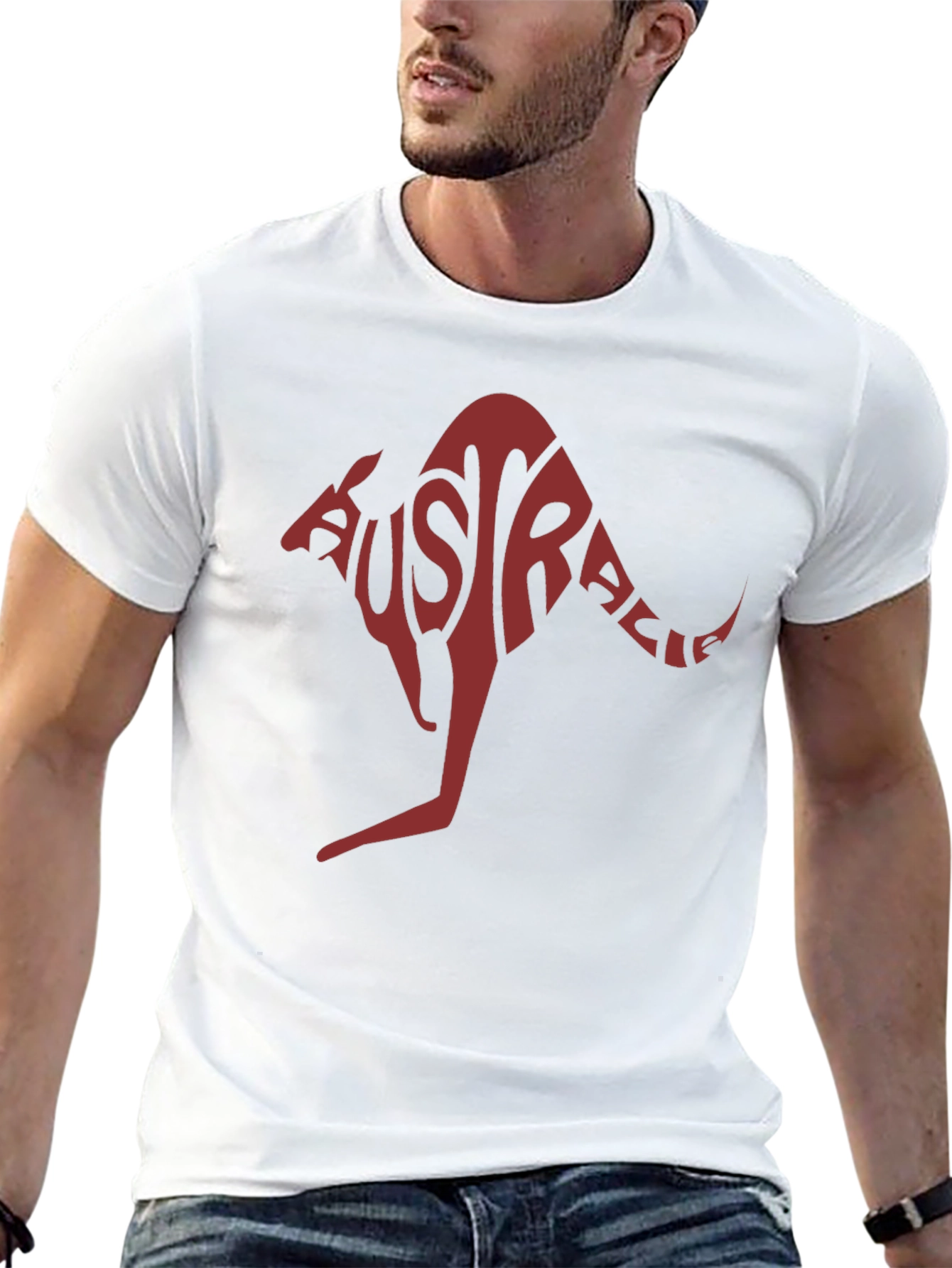 Australia Kangaroo Graphic Tee - Black Cotton T-Shirt