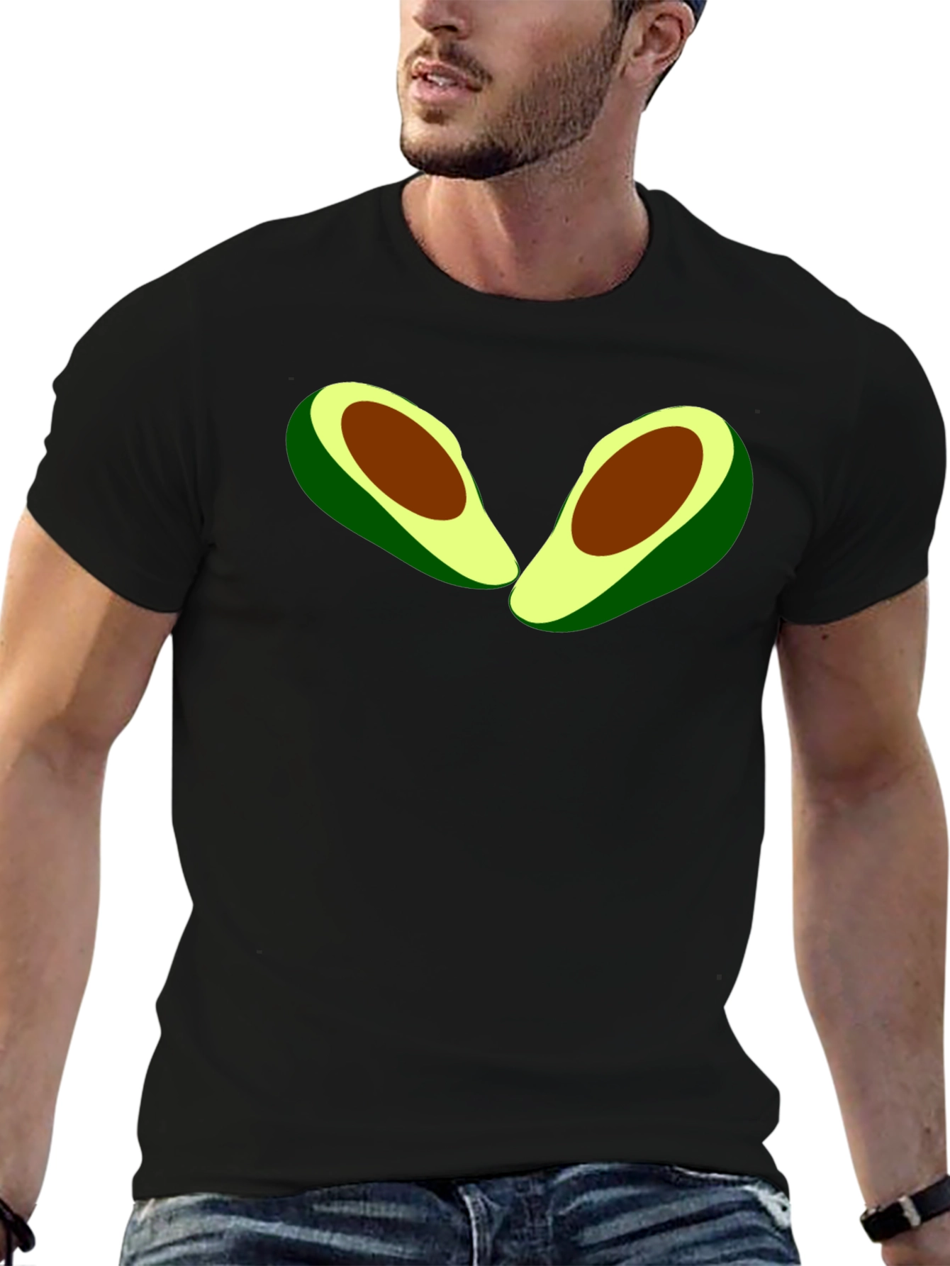 Avocado Graphic Tee - Casual Black T-Shirt