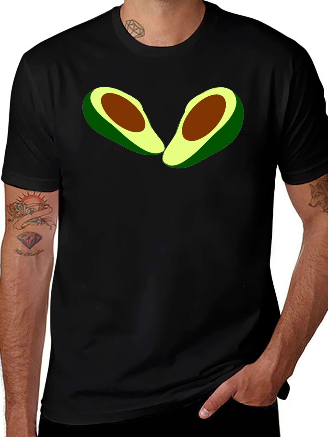 Avocado Graphic Tee - Casual Black T-Shirt