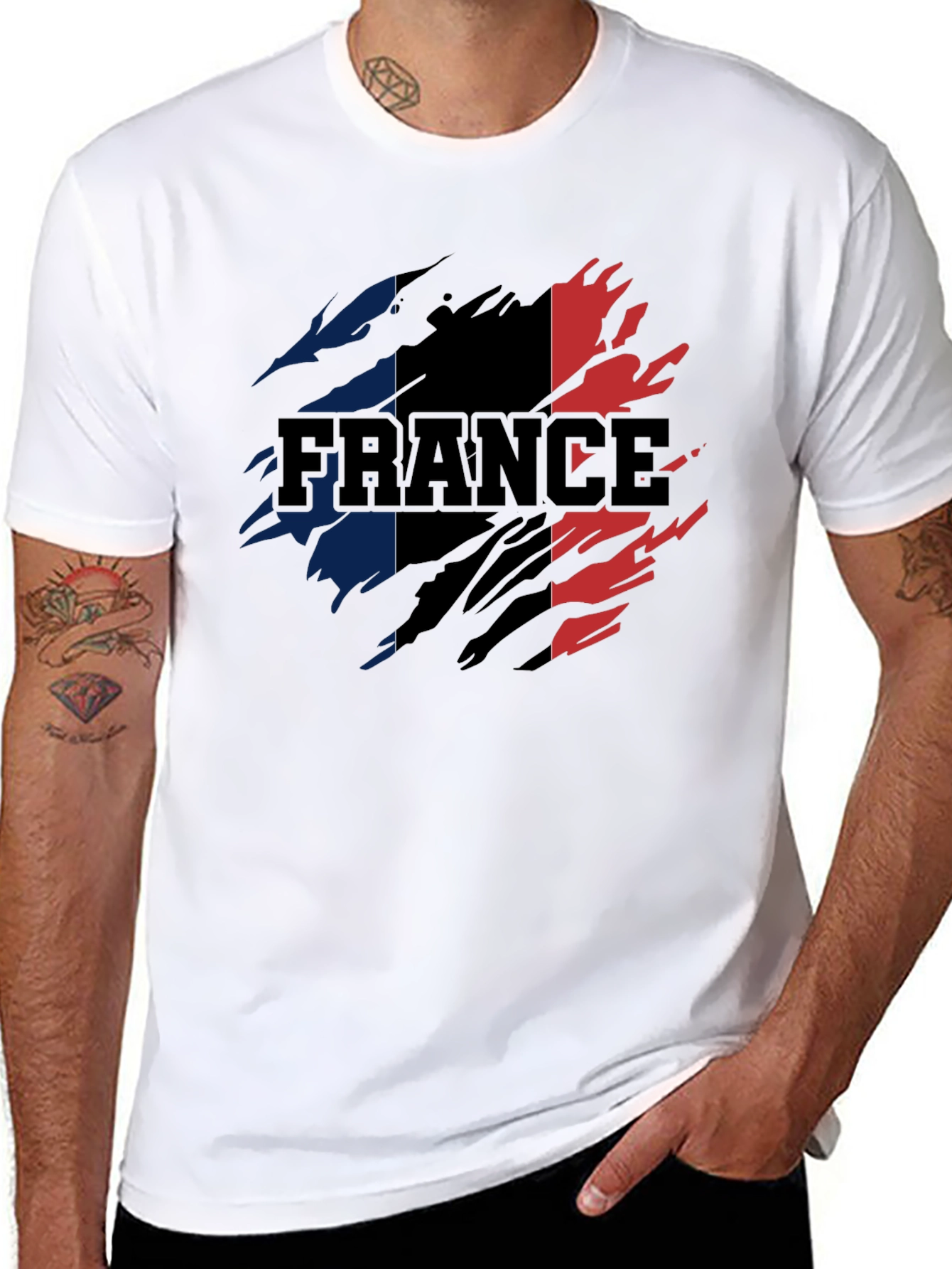 France Flag Ripped T-Shirt - Distressed Patriotic Tee