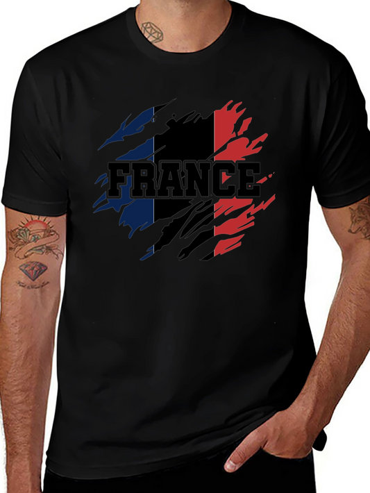 France Flag Ripped T-Shirt - Distressed Patriotic Tee