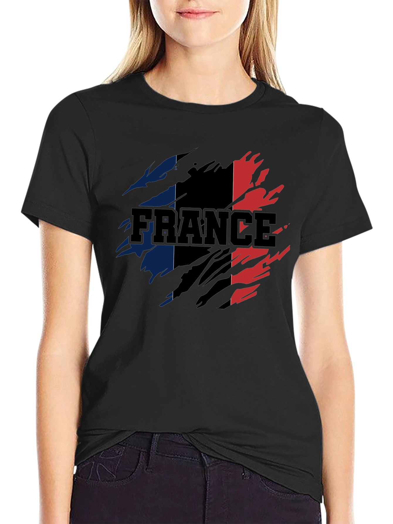 France Flag Ripped T-Shirt - Distressed Patriotic Tee
