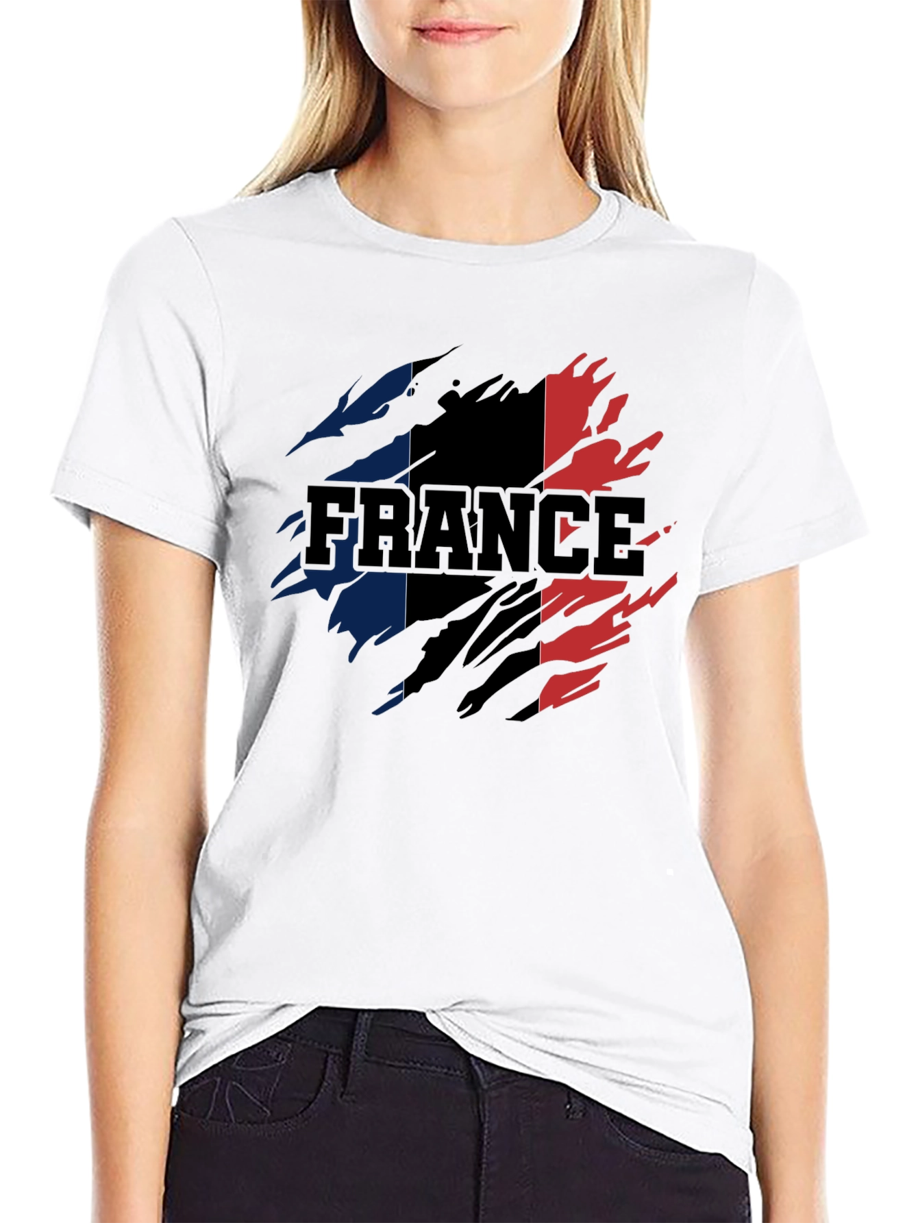France Flag Ripped T-Shirt - Distressed Patriotic Tee