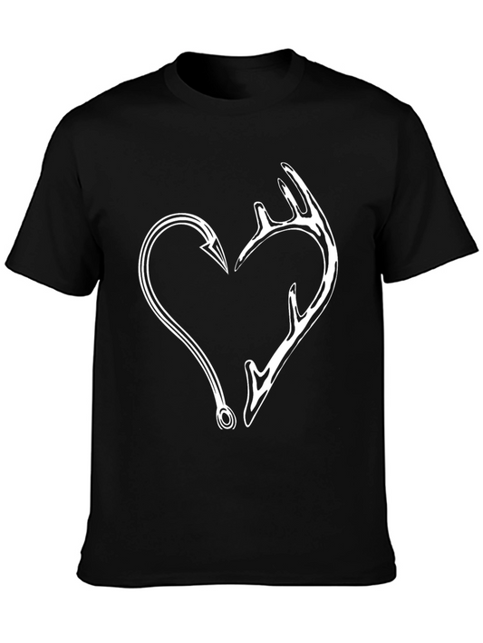 Fishing and Hunting Heart Graphic Tee