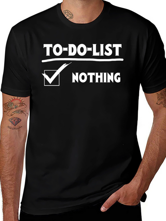 Funny To-Do List Nothing Checked Black T-Shirt