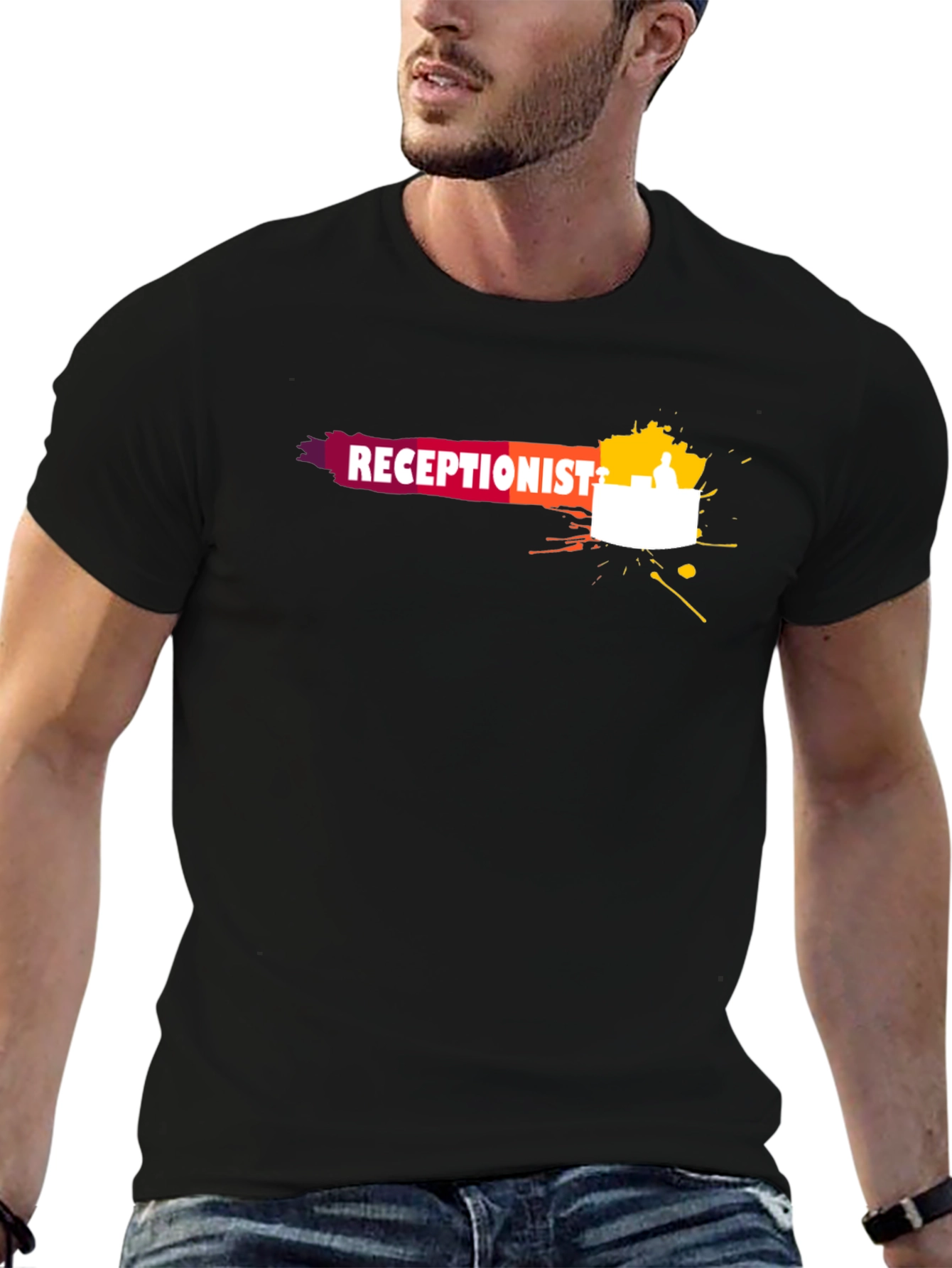 Receptionist Graphic Tee - Stylish Work Shirt
