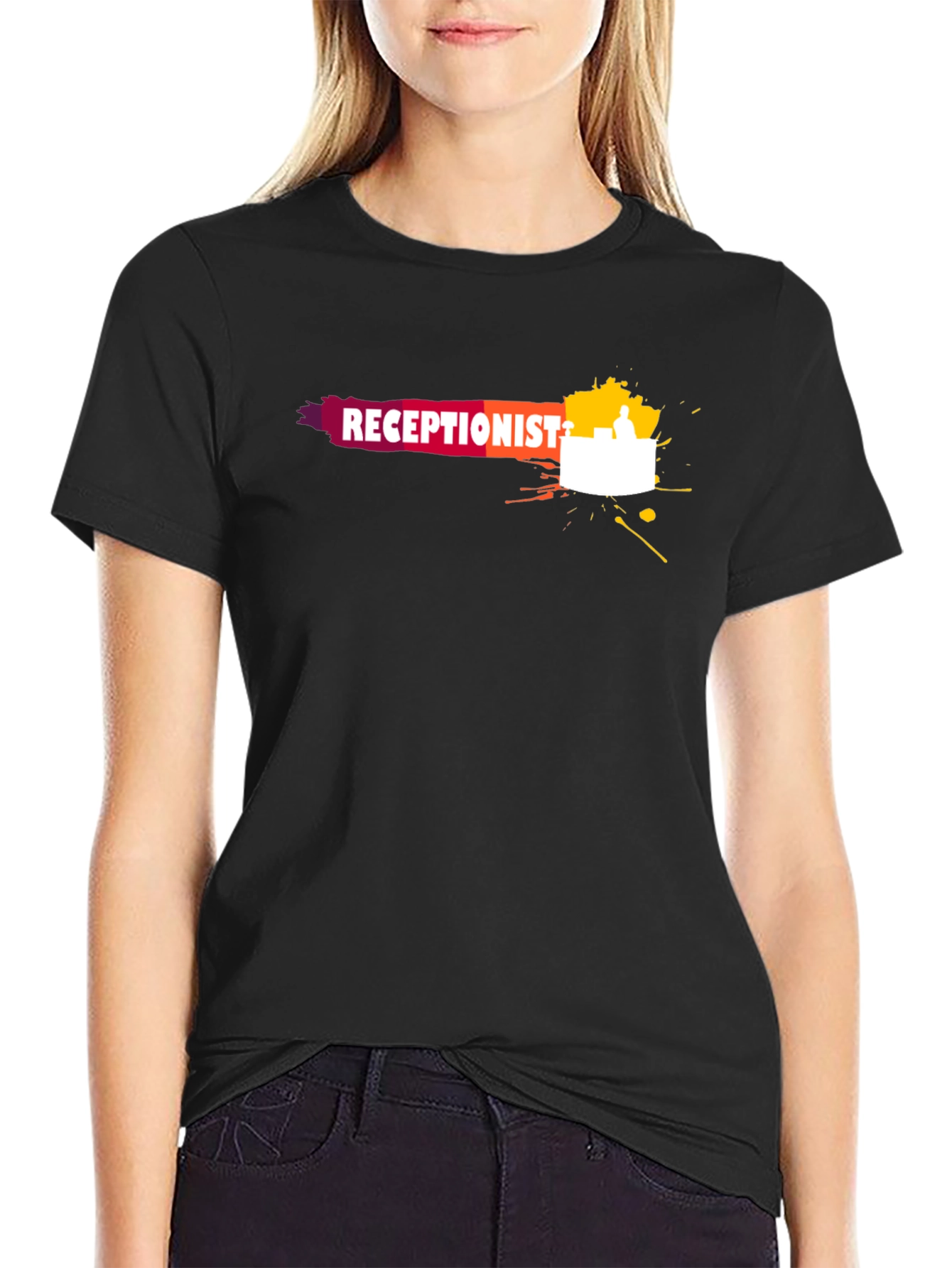 Receptionist Graphic Tee - Stylish Work Shirt
