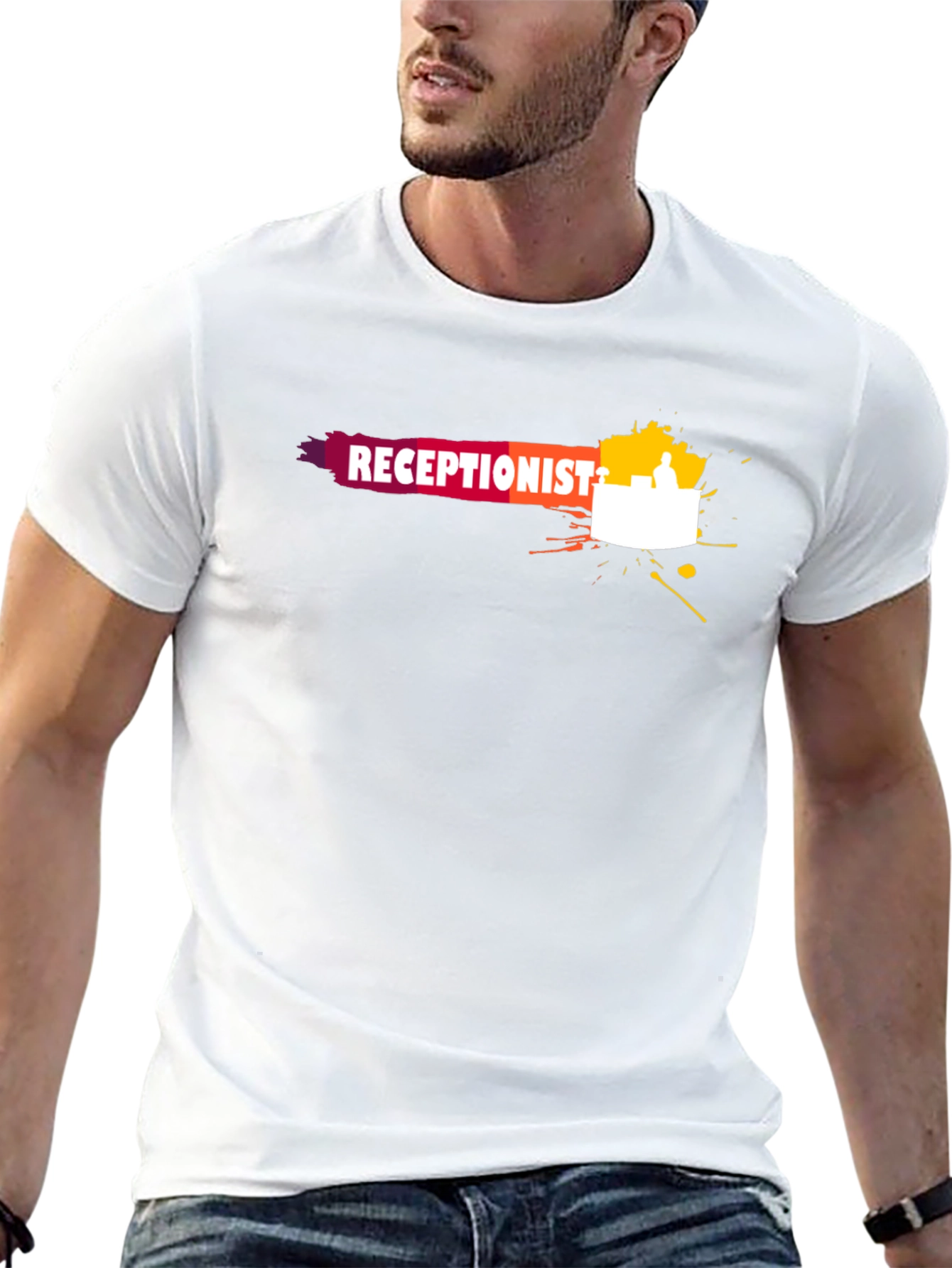Receptionist Graphic Tee - Stylish Work Shirt