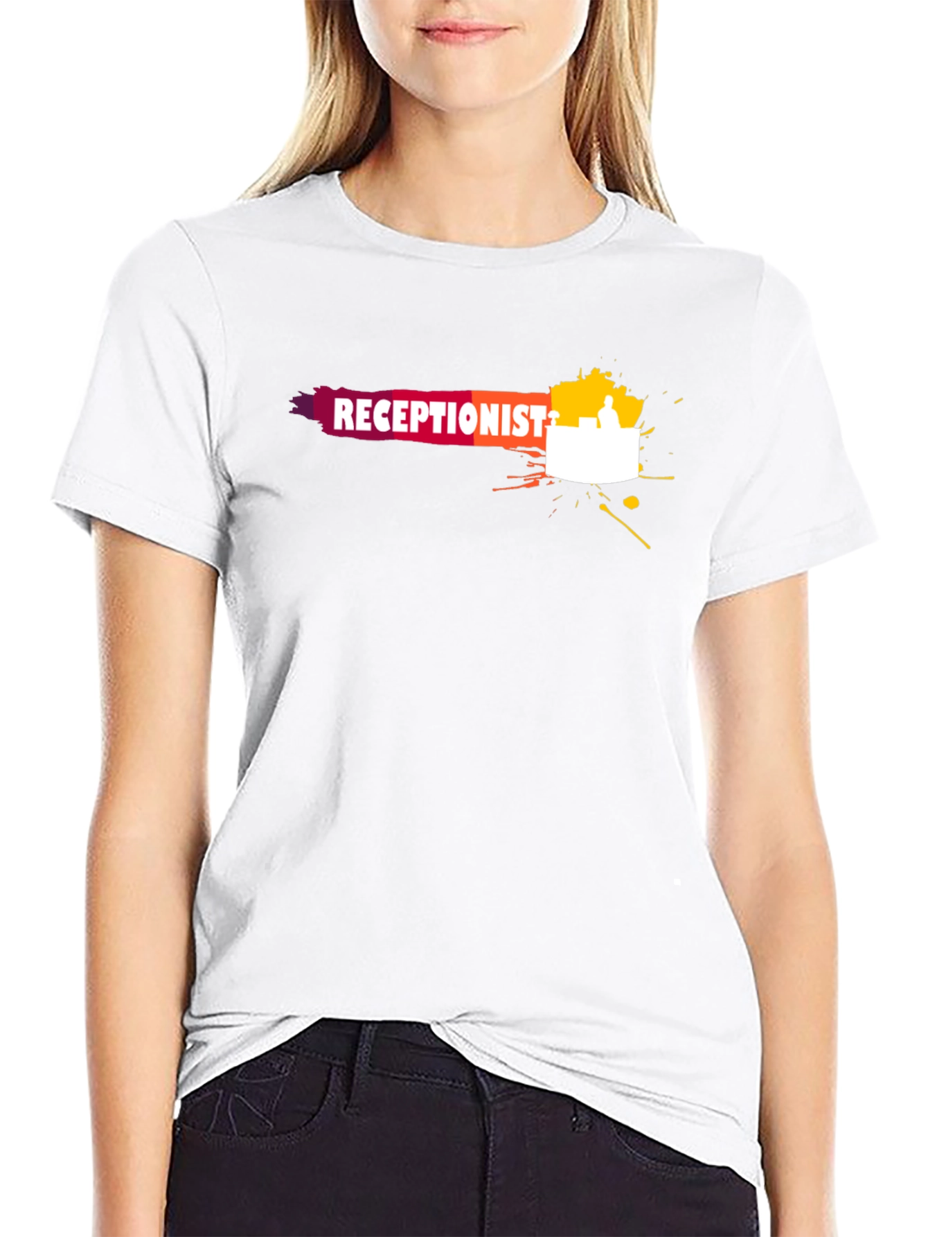 Receptionist Graphic Tee - Stylish Work Shirt
