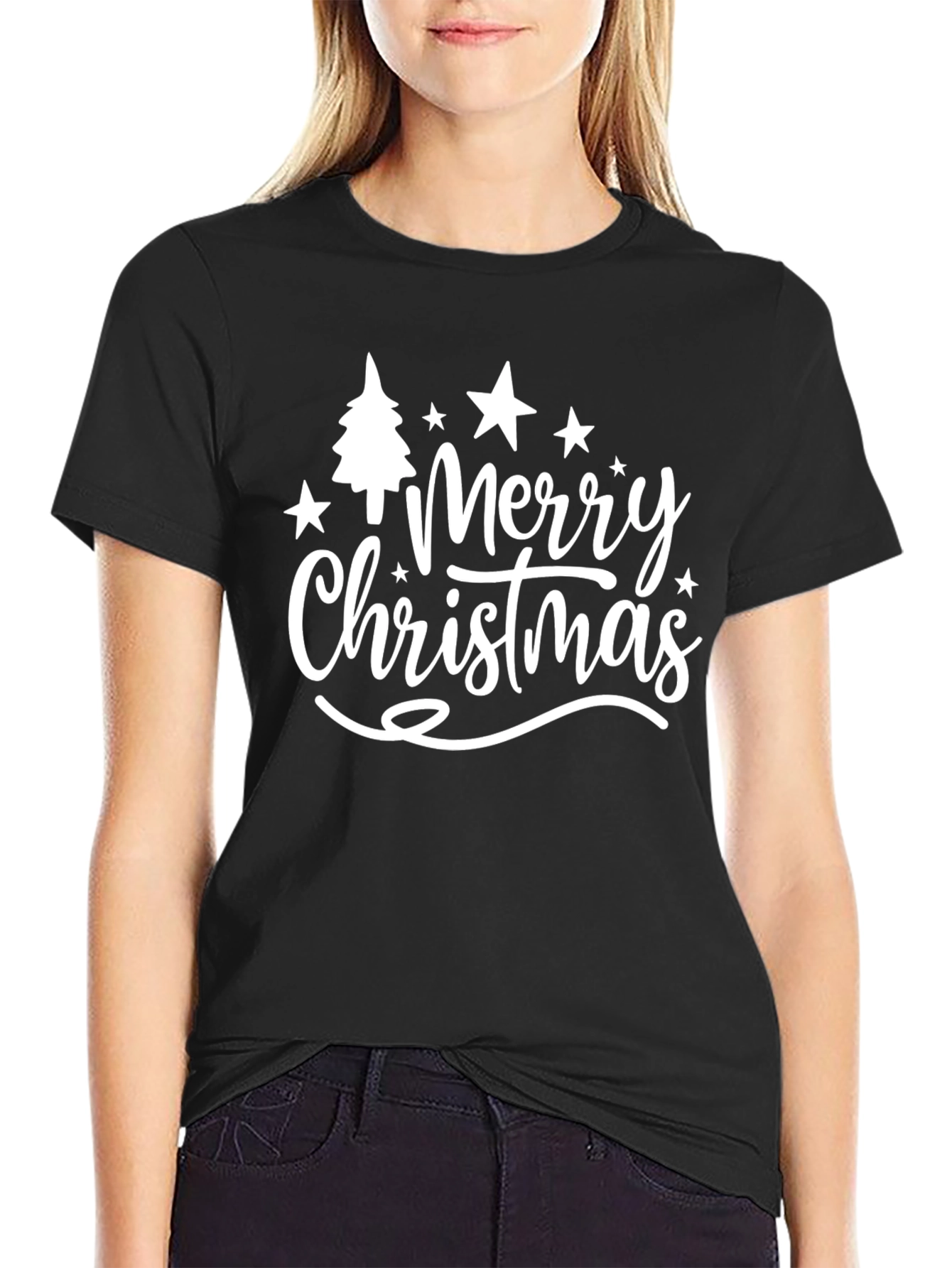 Merry Christmas Black Graphic T-Shirt