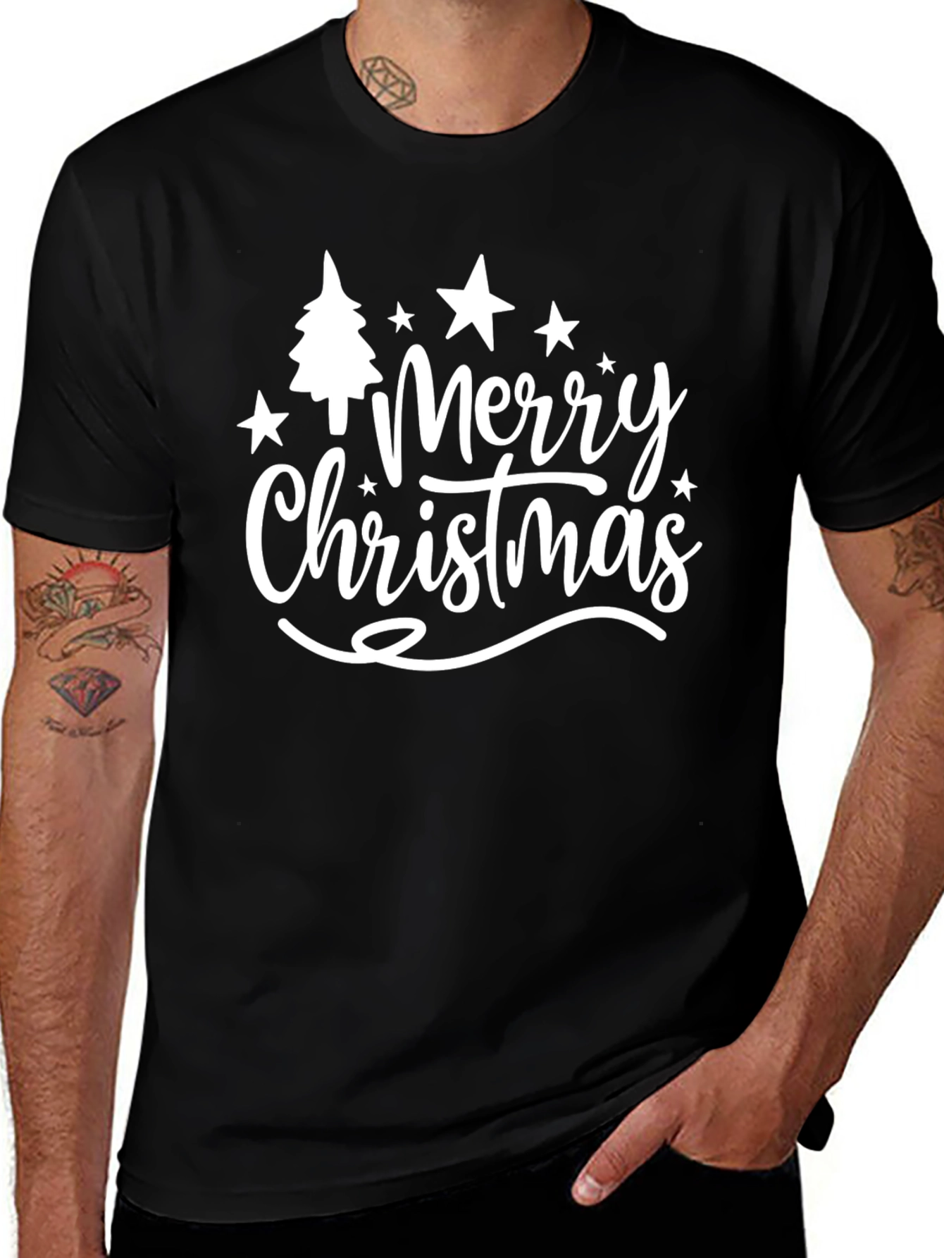 Merry Christmas Black Graphic T-Shirt