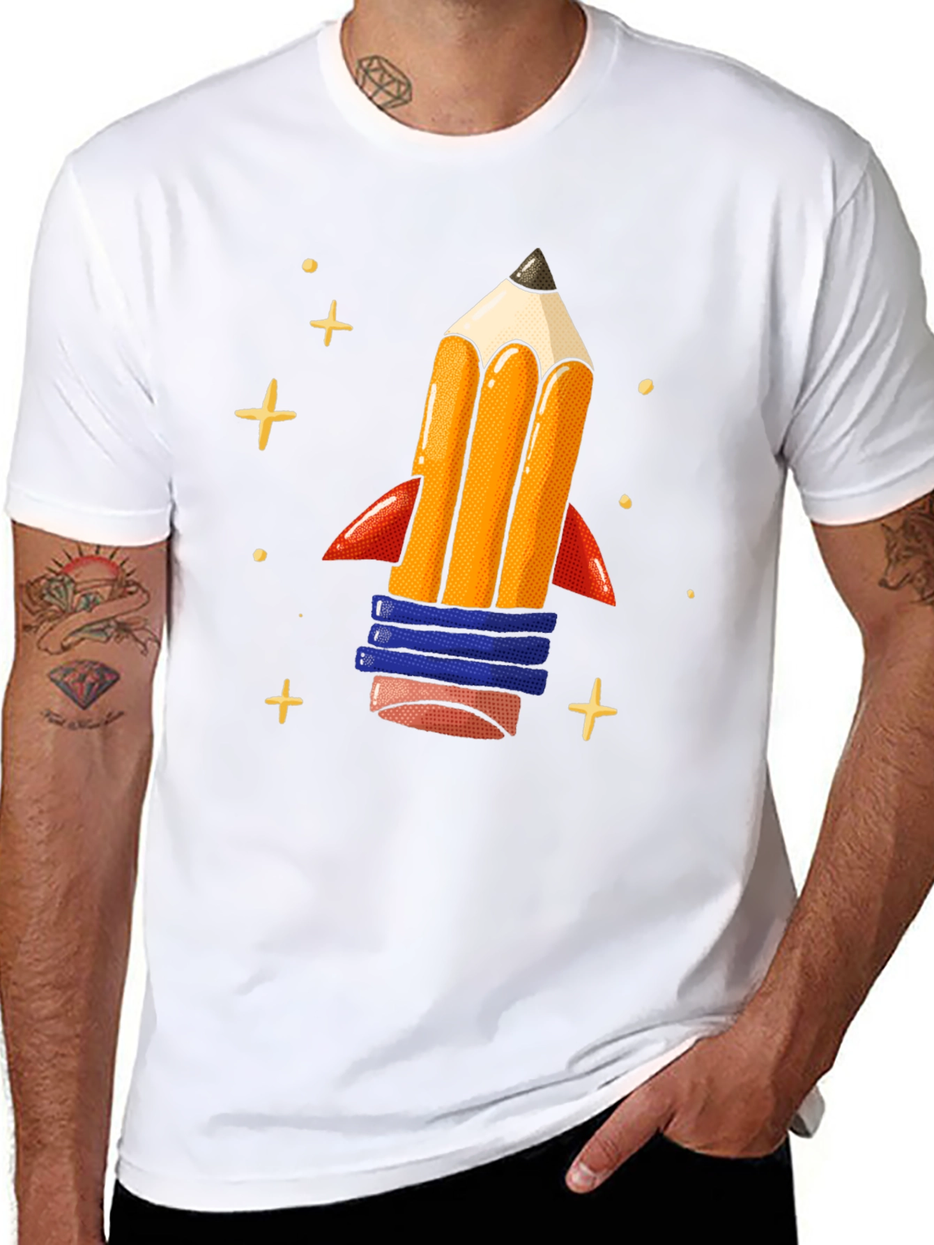 Pencil Rocket Graphic Tee - Back to School Shirt
